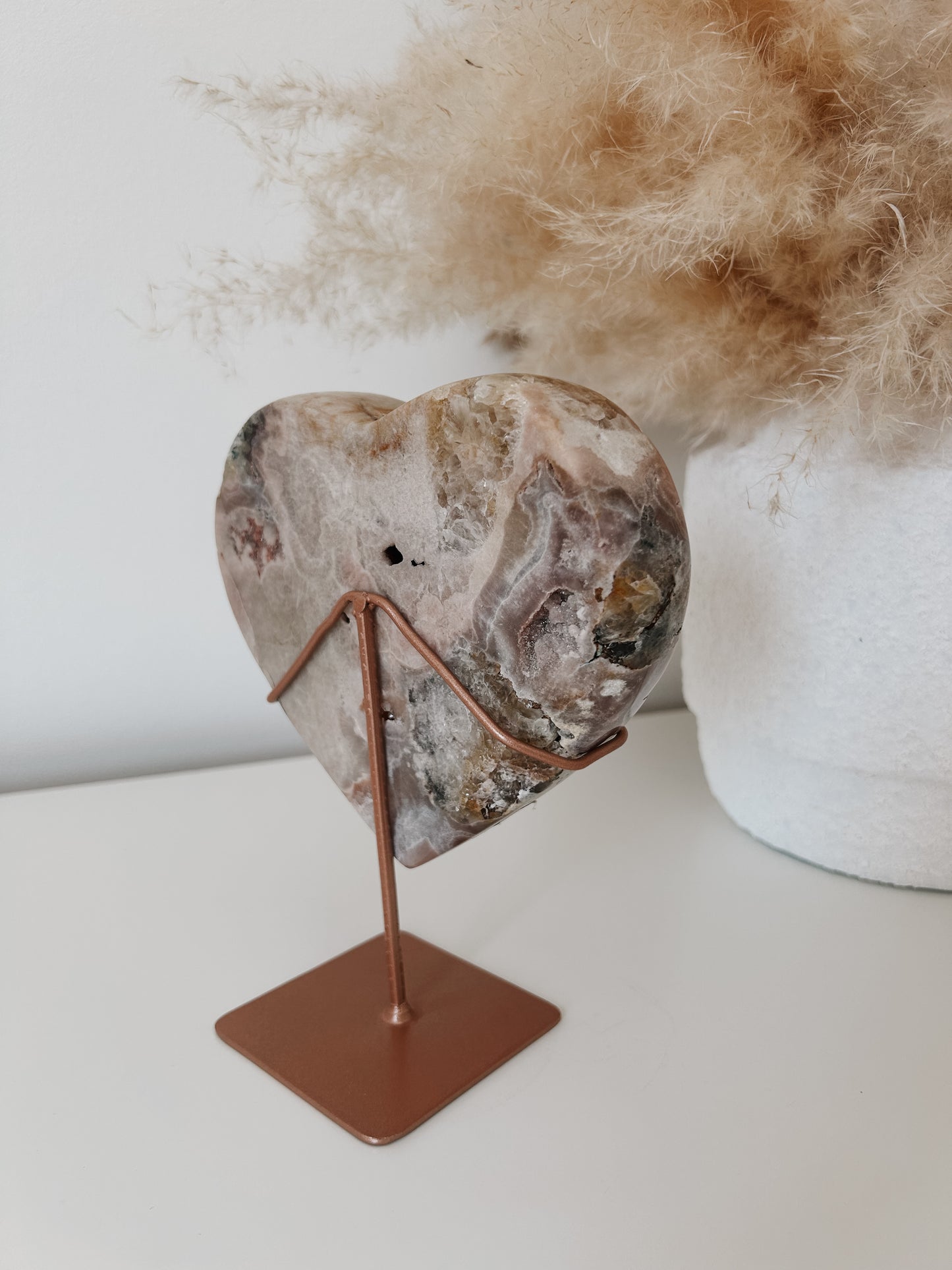 Pink Amethyst Heart on Stand