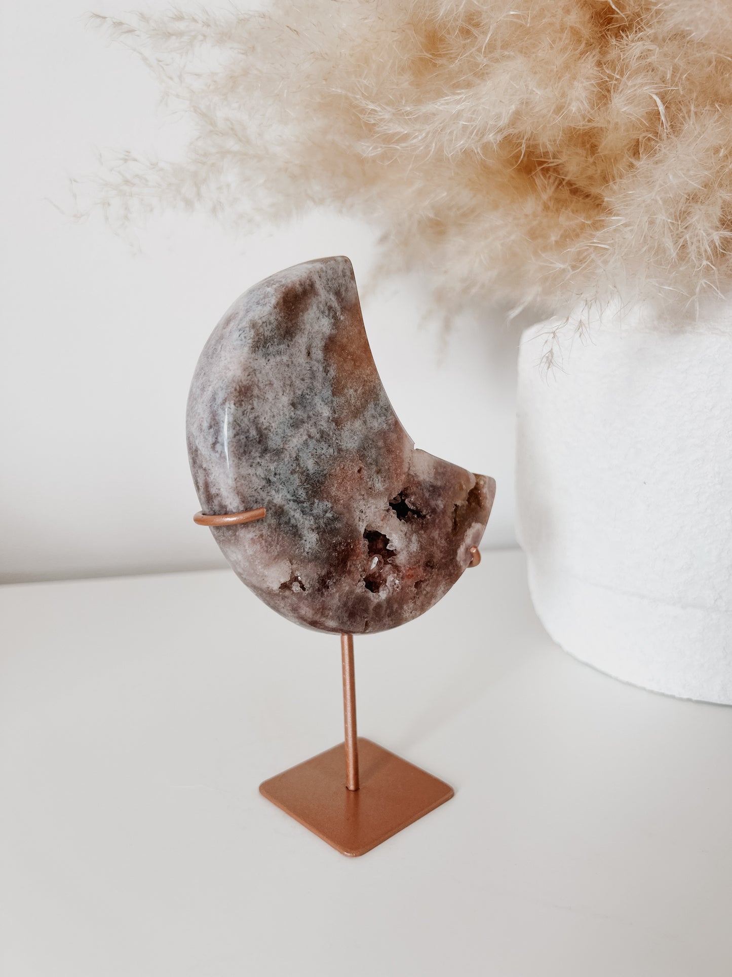 Pink Amethyst Moon on Stand