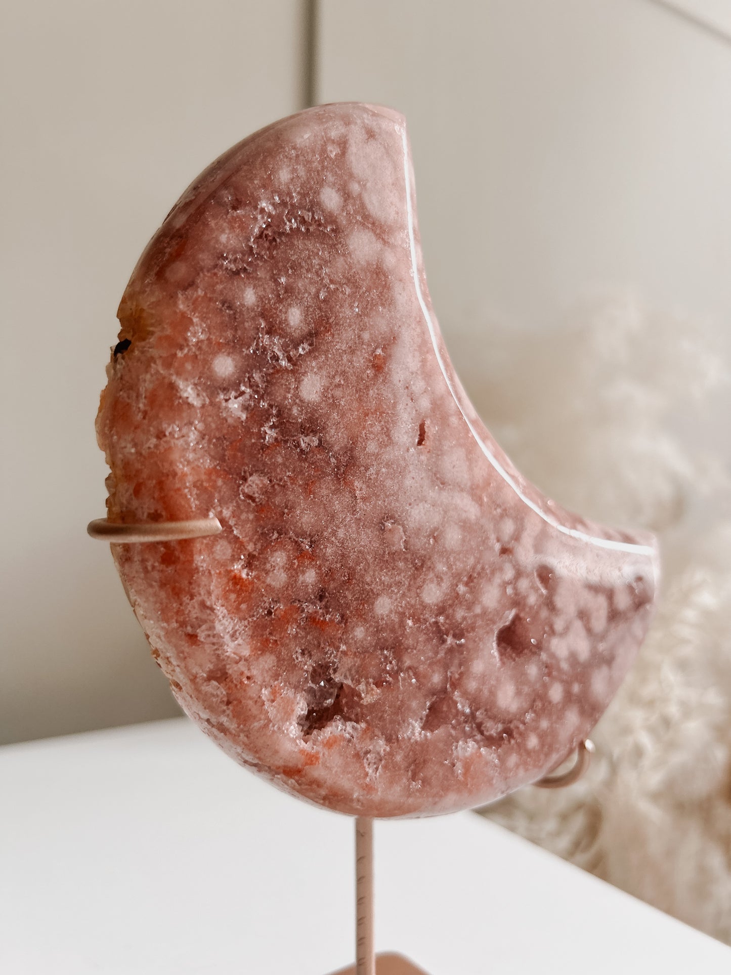 Pink Amethyst Moon on Stand