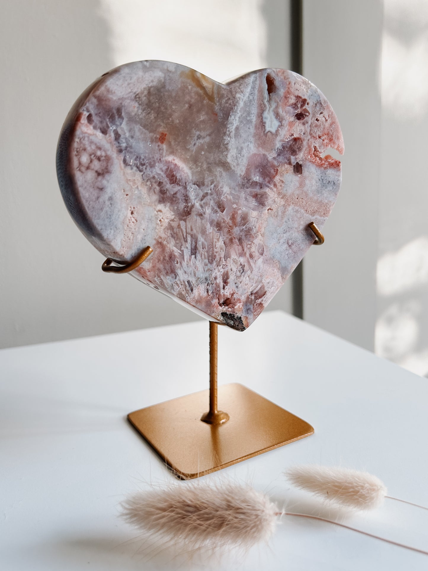 Pink Amethyst Heart on Stand