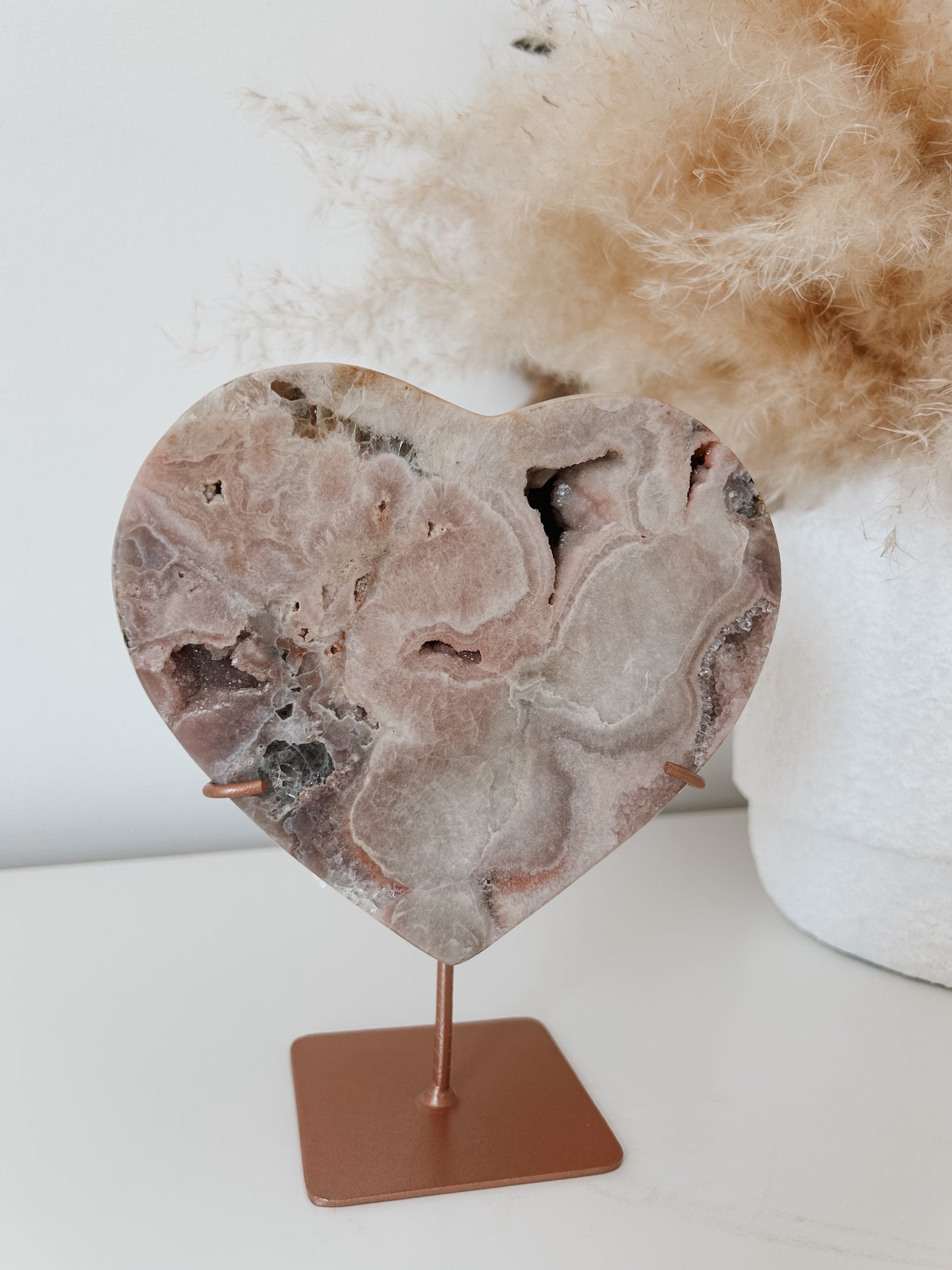 Pink Amethyst Heart on Stand