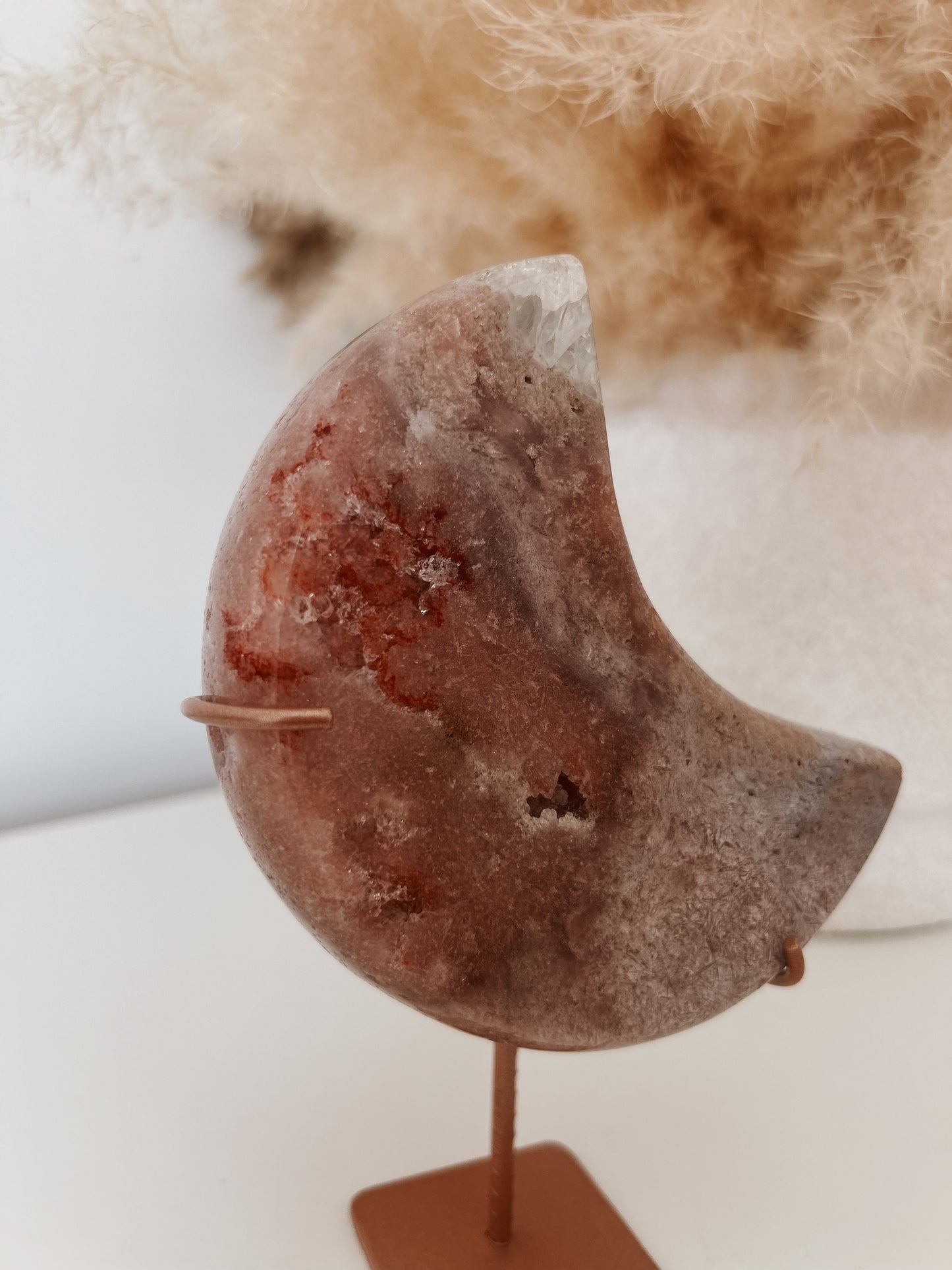 Pink Amethyst Moon on Stand
