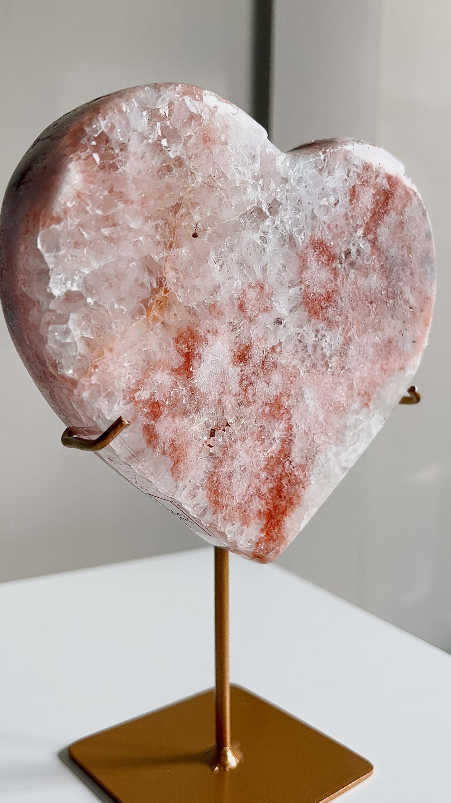 Pink Amethyst Heart on Stand