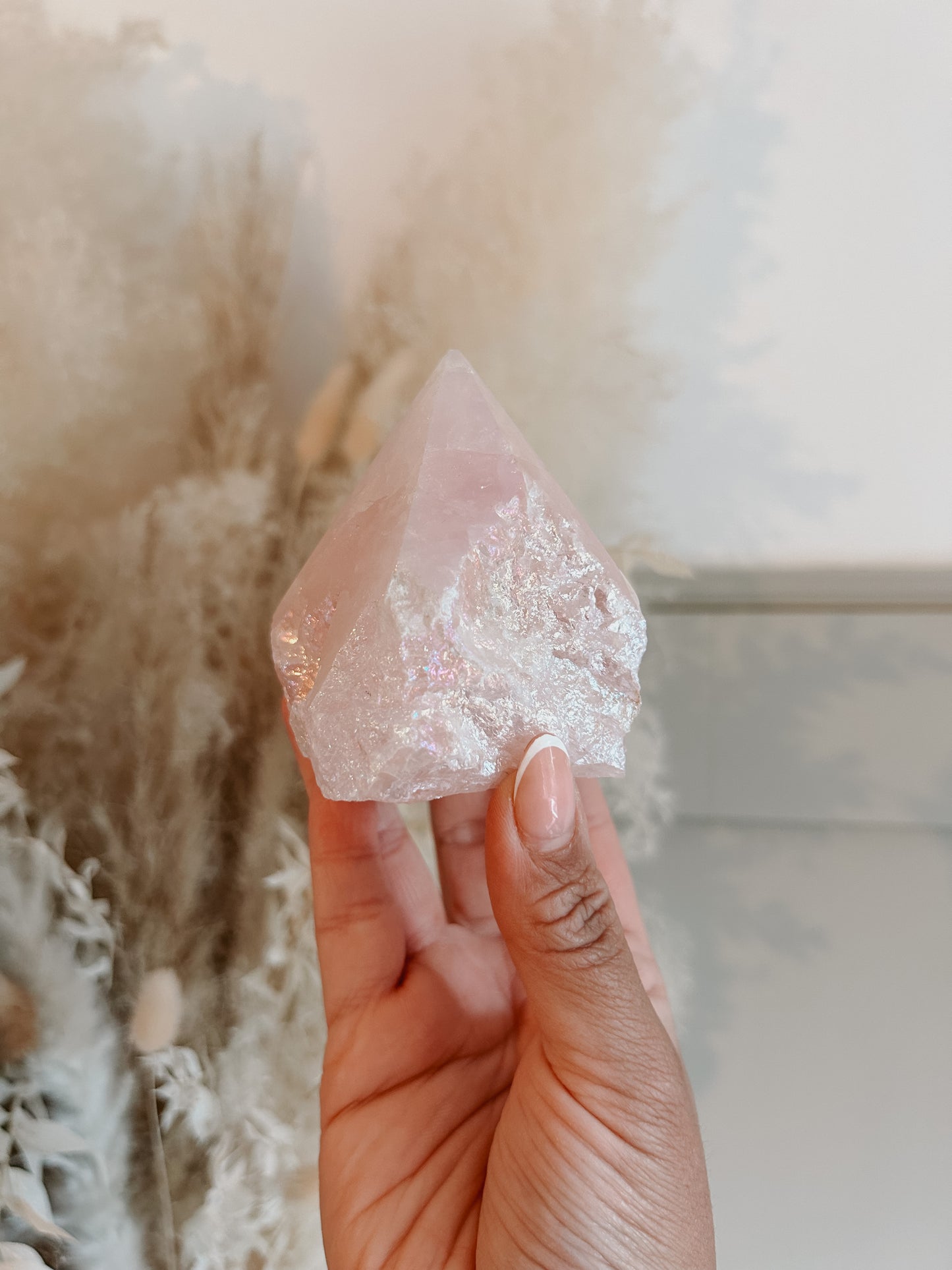 Aura Rose Quartz Polished Point