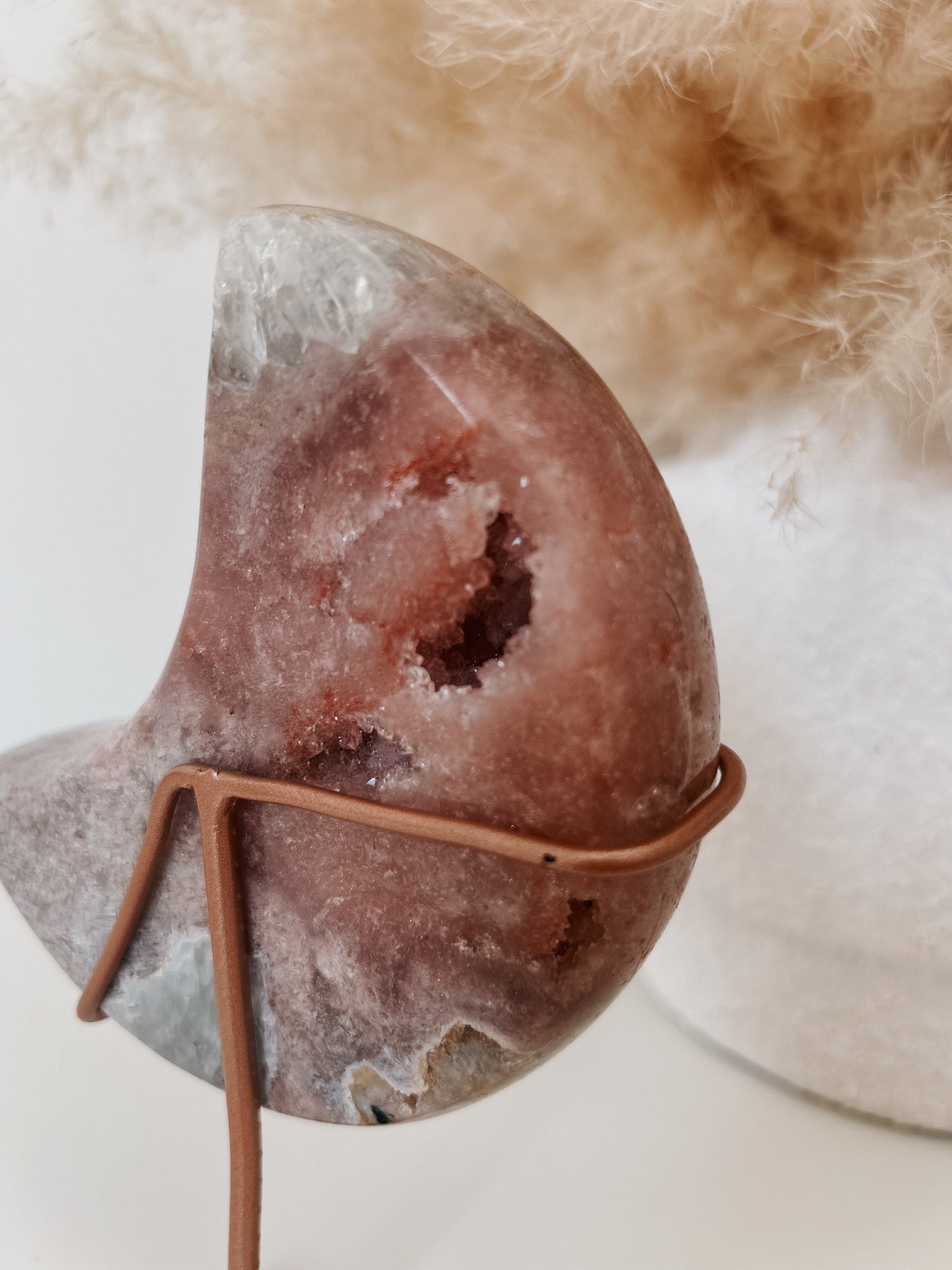 Pink Amethyst Moon on Stand