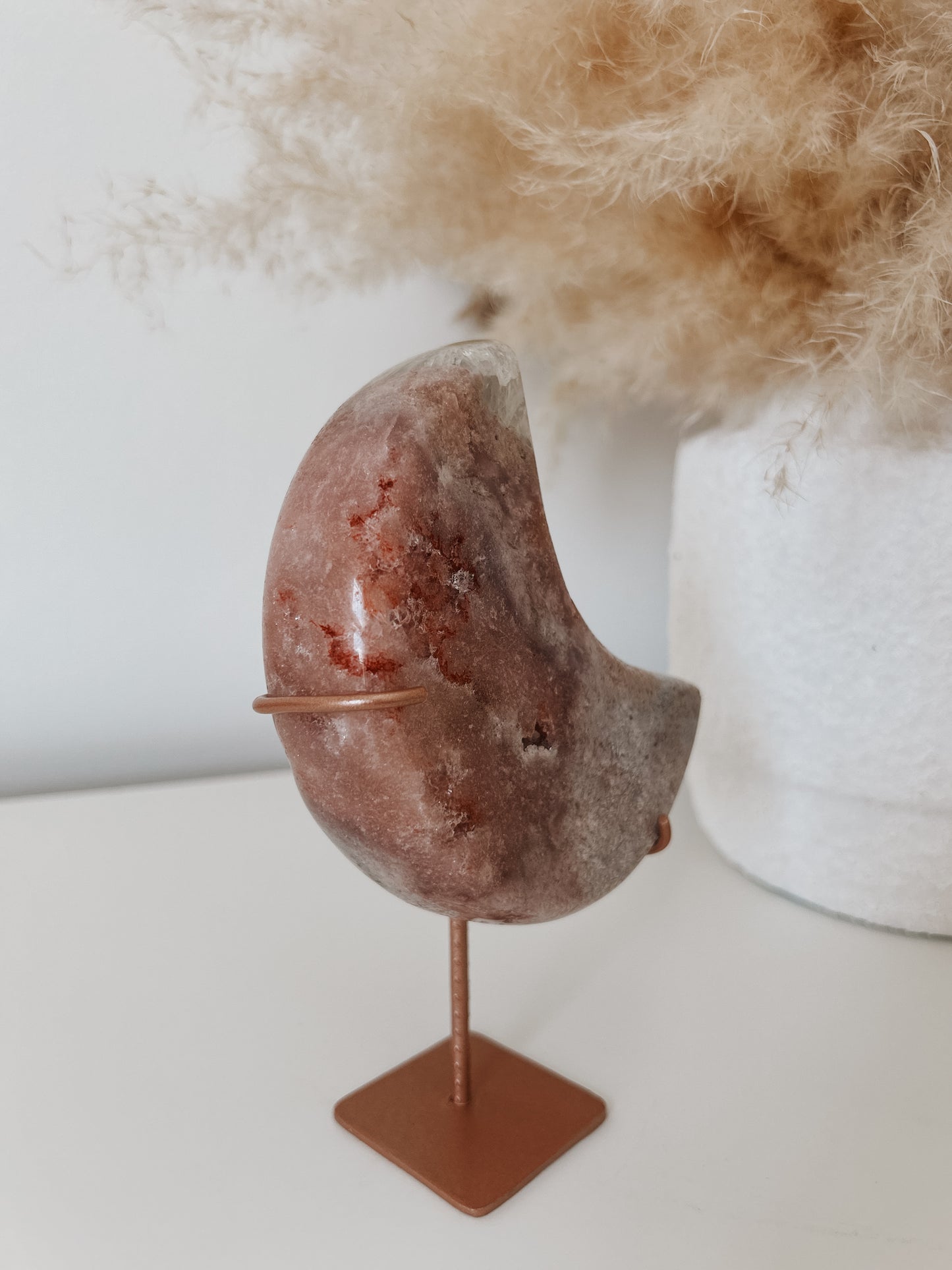 Pink Amethyst Moon on Stand