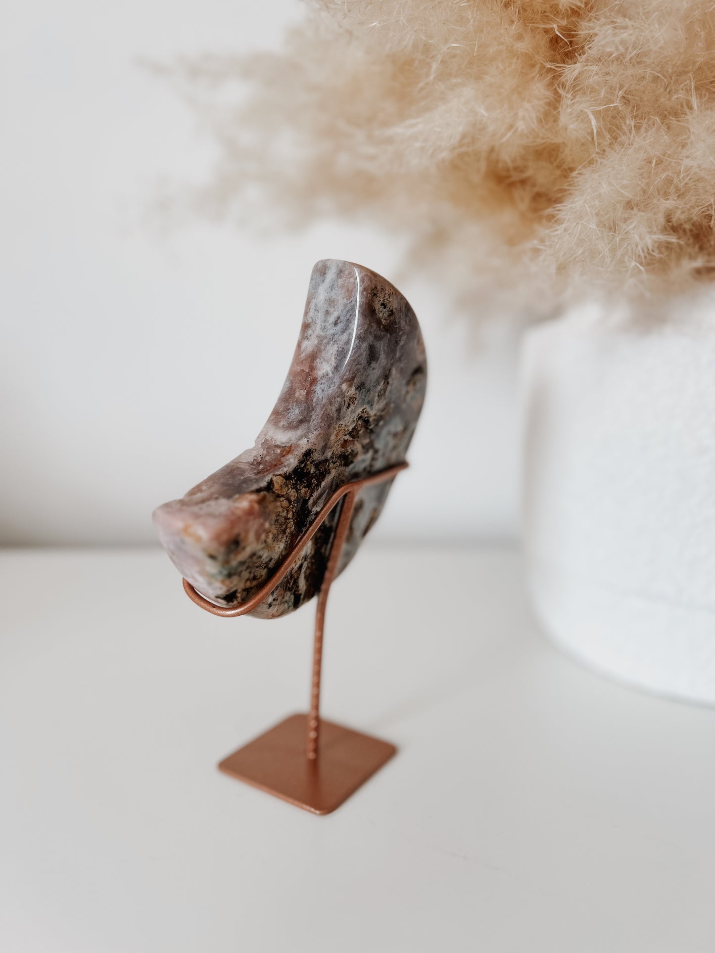 Pink Amethyst Moon on Stand