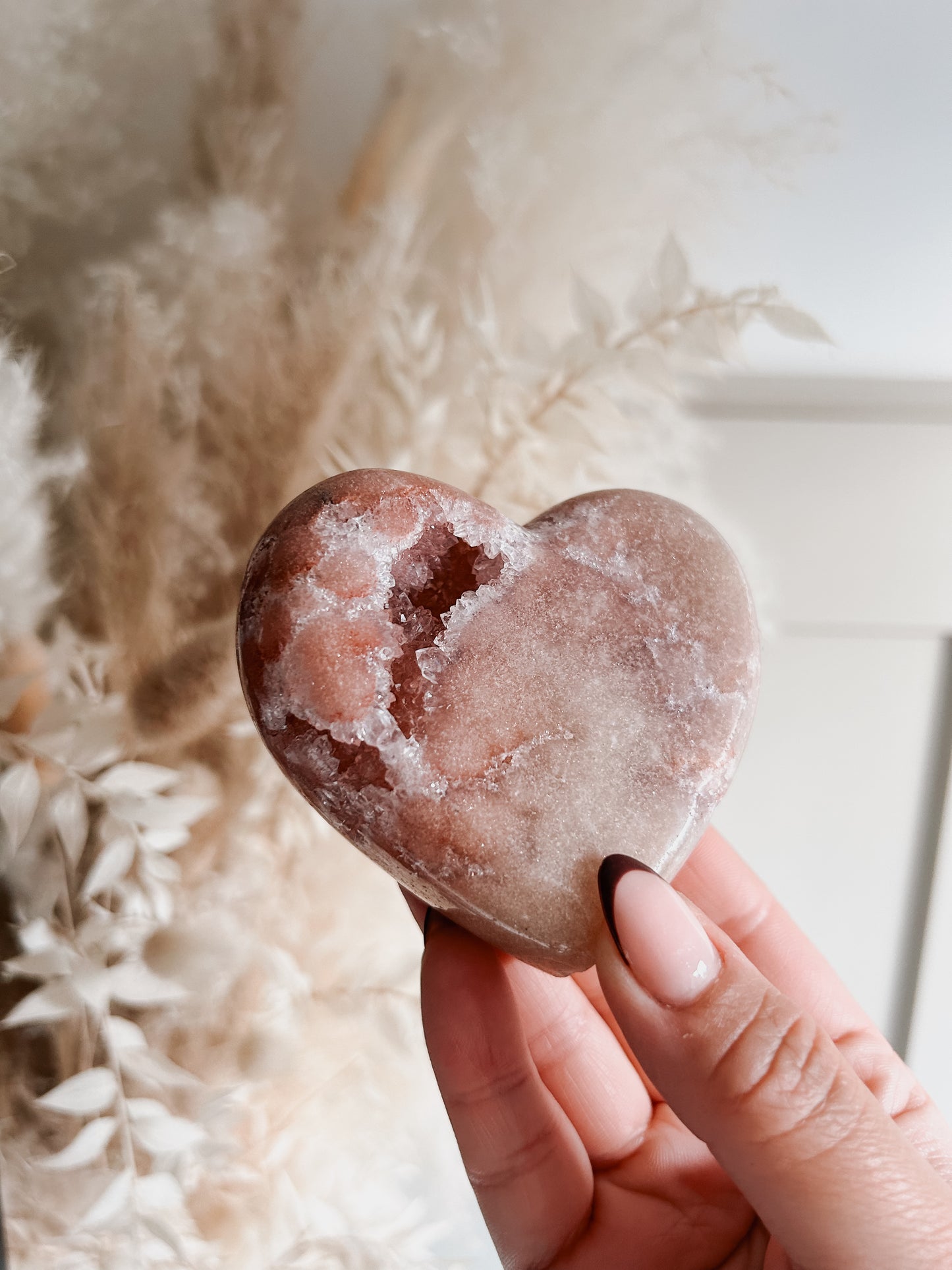 Pink Amethyst Heart on Stand