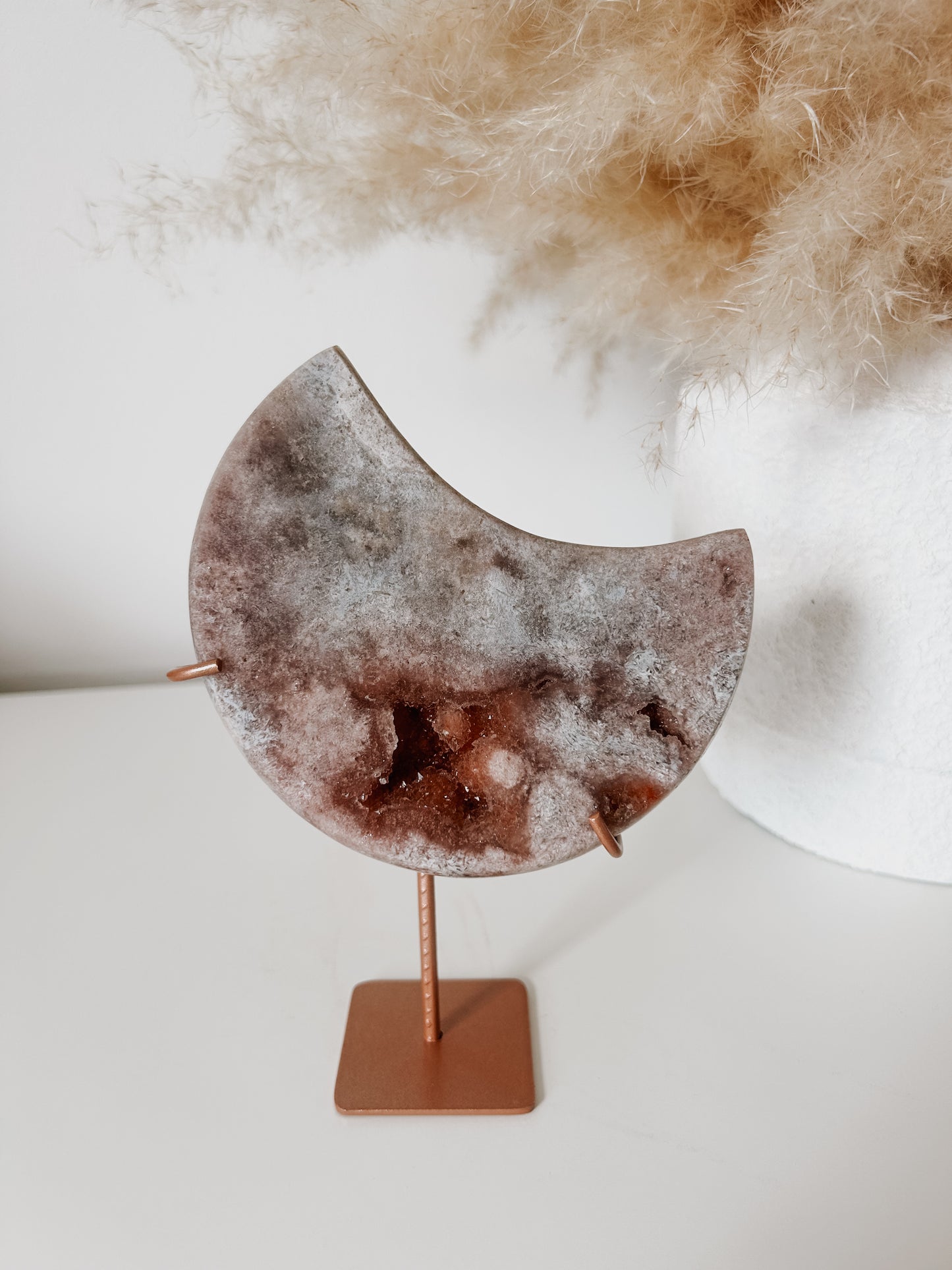 Pink Amethyst Moon on Stand