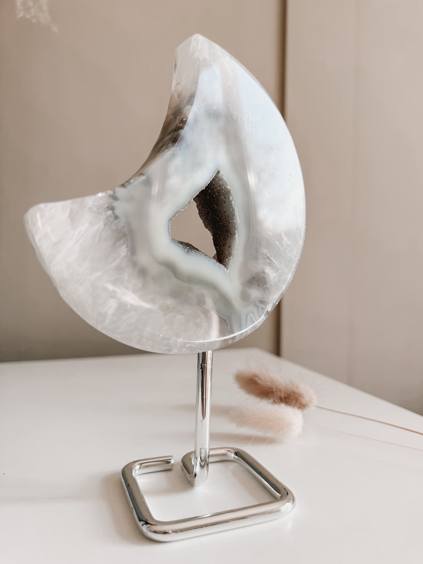 White & Blue Agate Moon