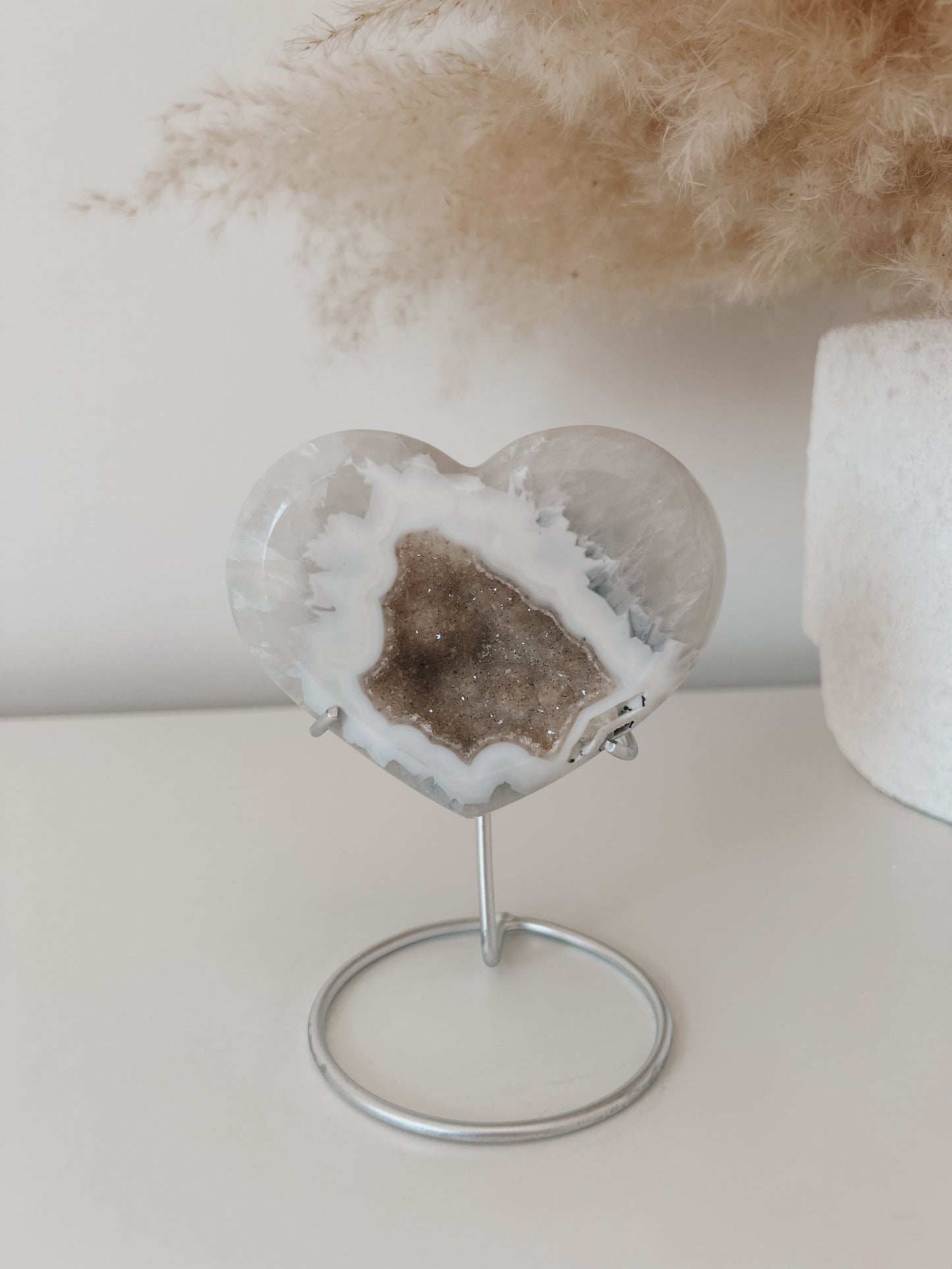 White & Brown Agate Heart