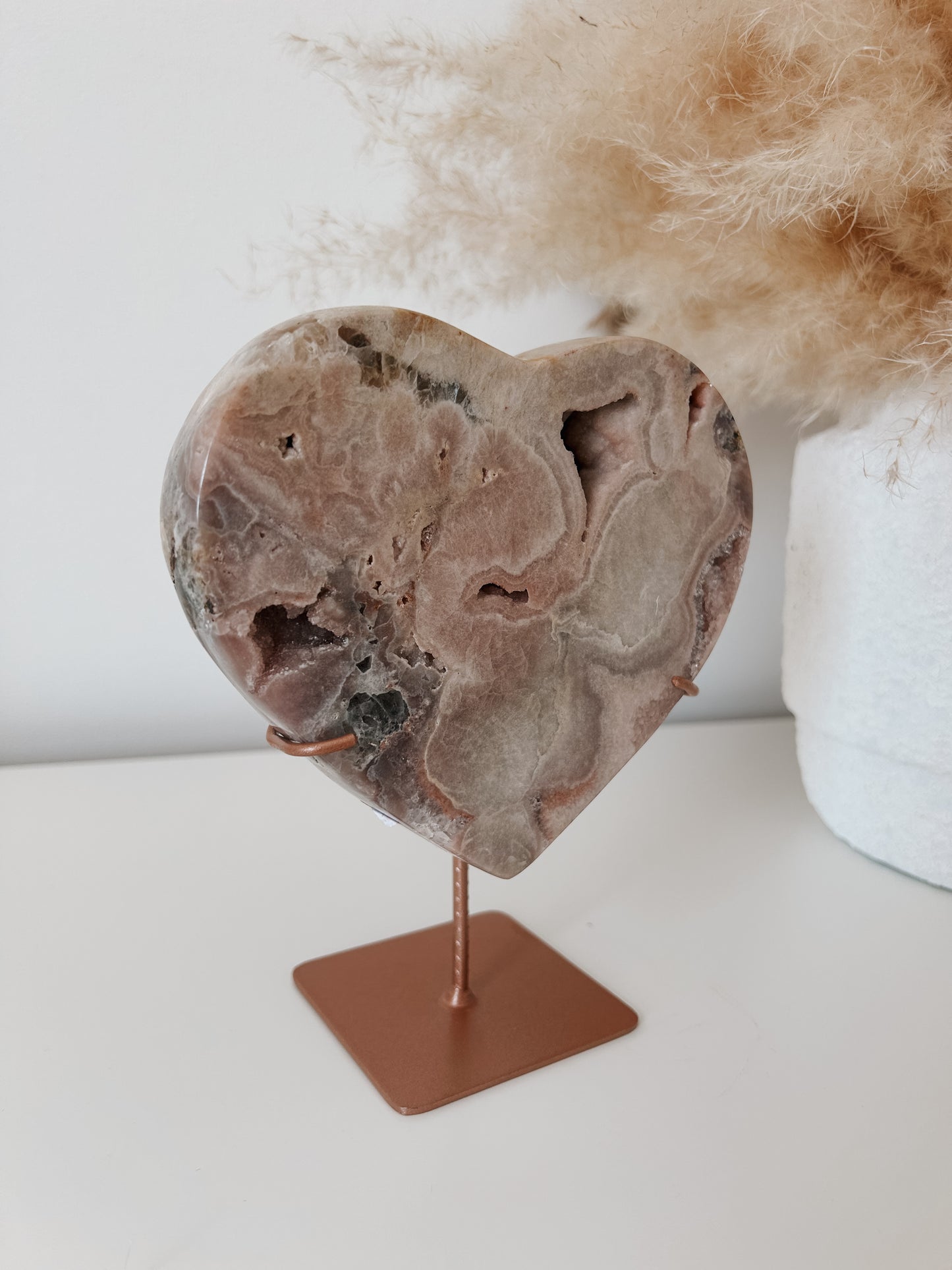 Pink Amethyst Heart on Stand