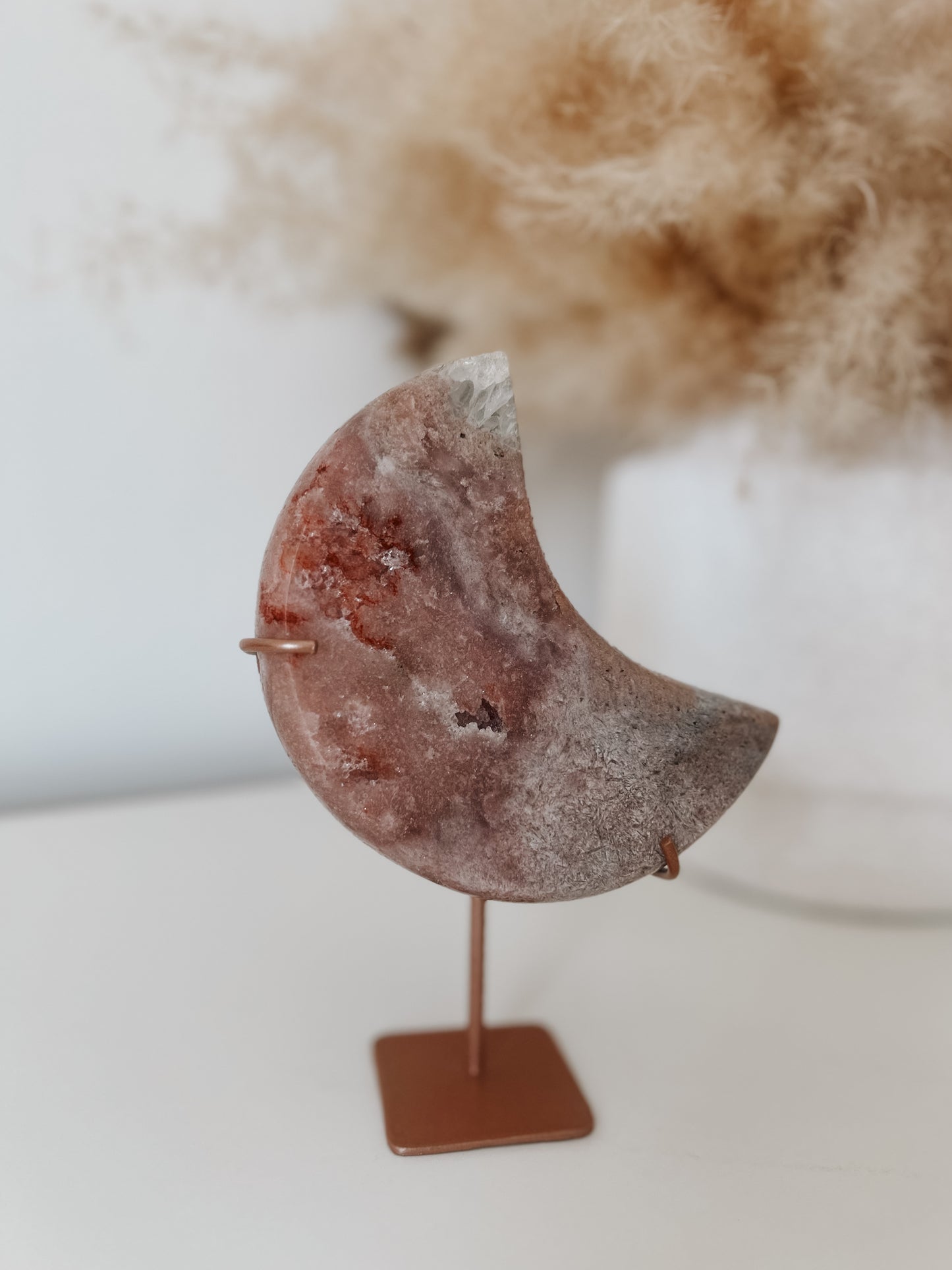 Pink Amethyst Moon on Stand