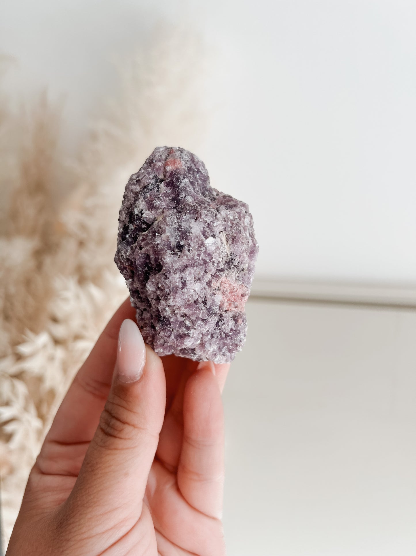 Raw Lepidolite, with Pink Tourmaline