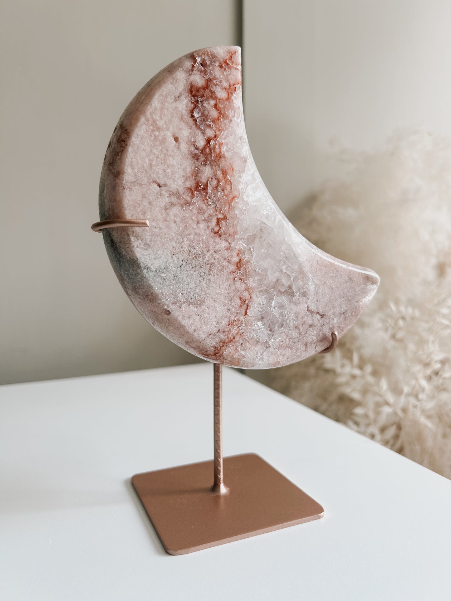 Pink Amethyst Moon on Stand