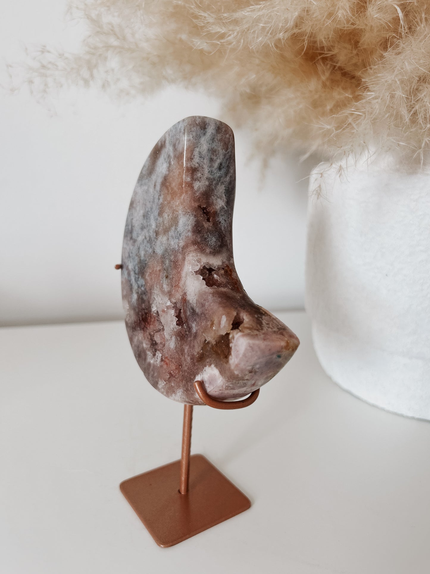 Pink Amethyst Moon on Stand