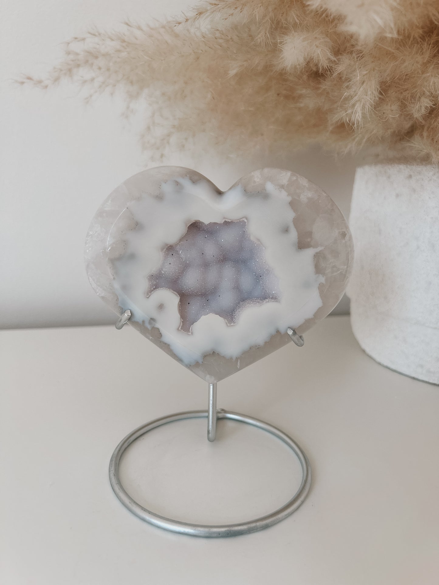 White & Mauve Agate Heart
