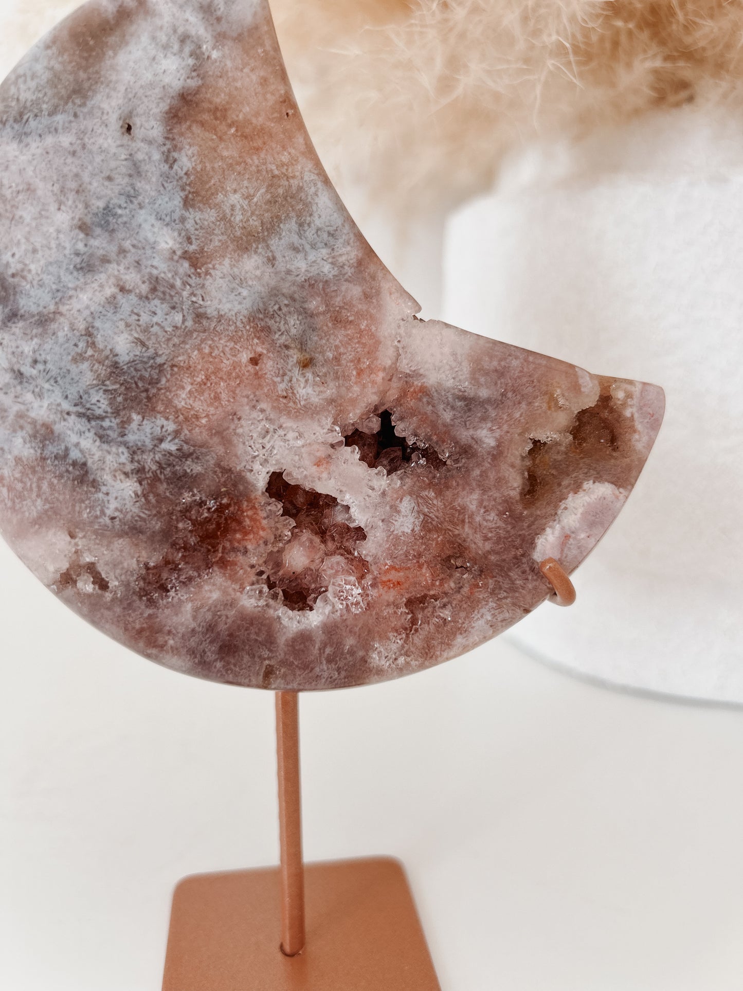 Pink Amethyst Moon on Stand