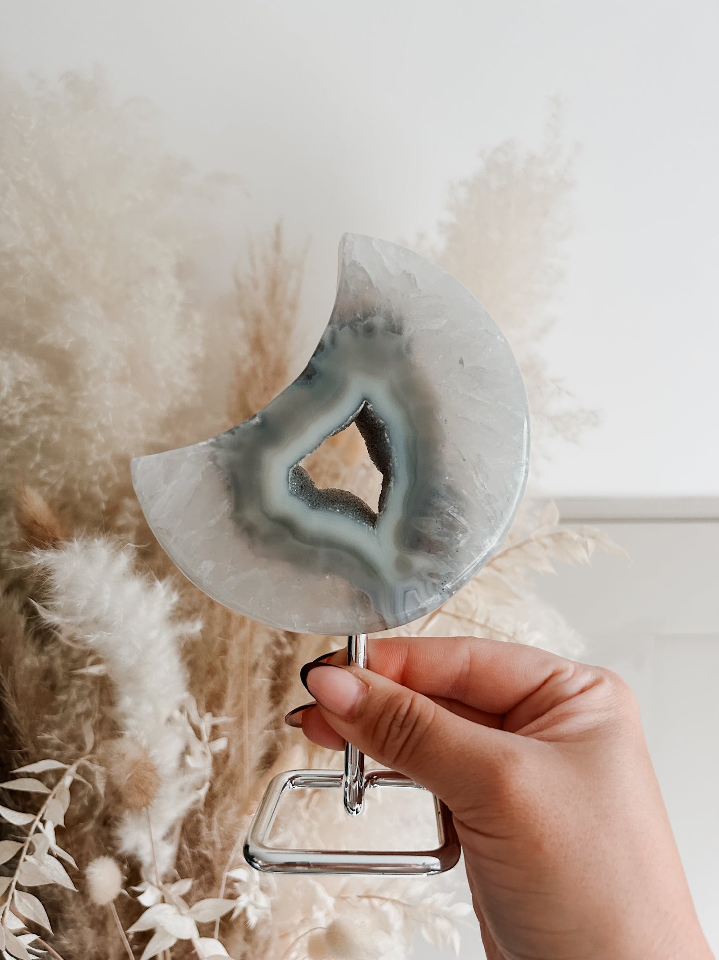 White & Blue Agate Moon