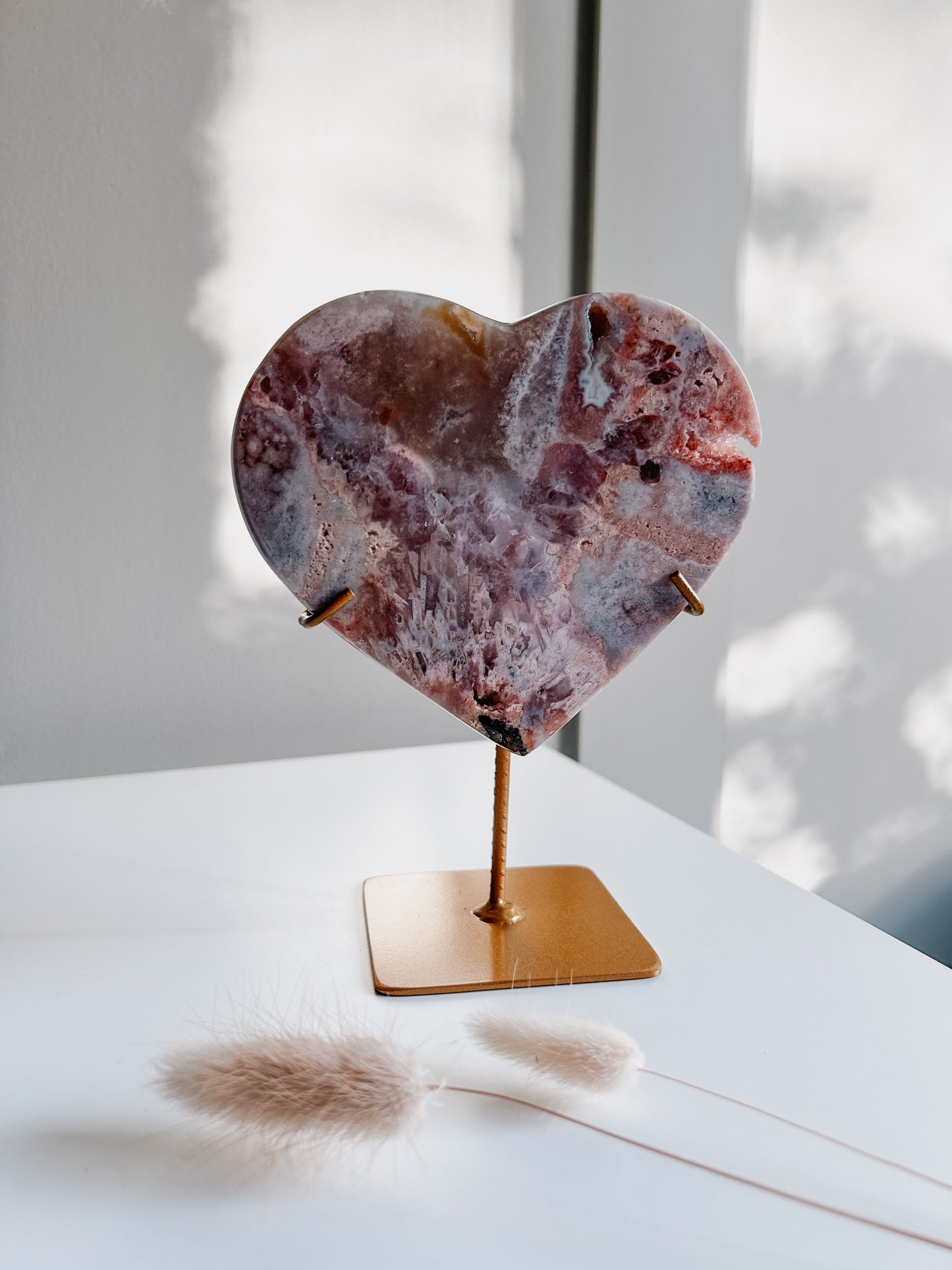 Pink Amethyst Heart on Stand