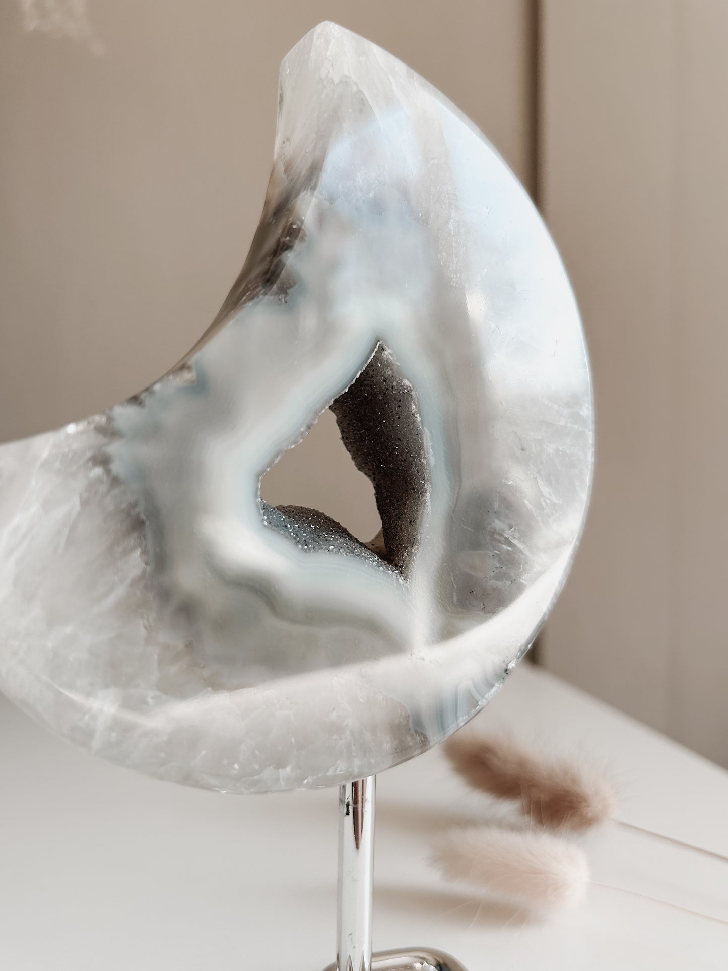 White & Blue Agate Moon