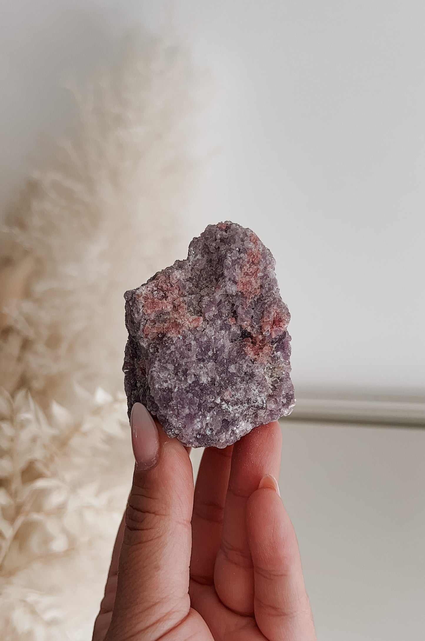 Raw Lepidolite, with Pink Tourmaline