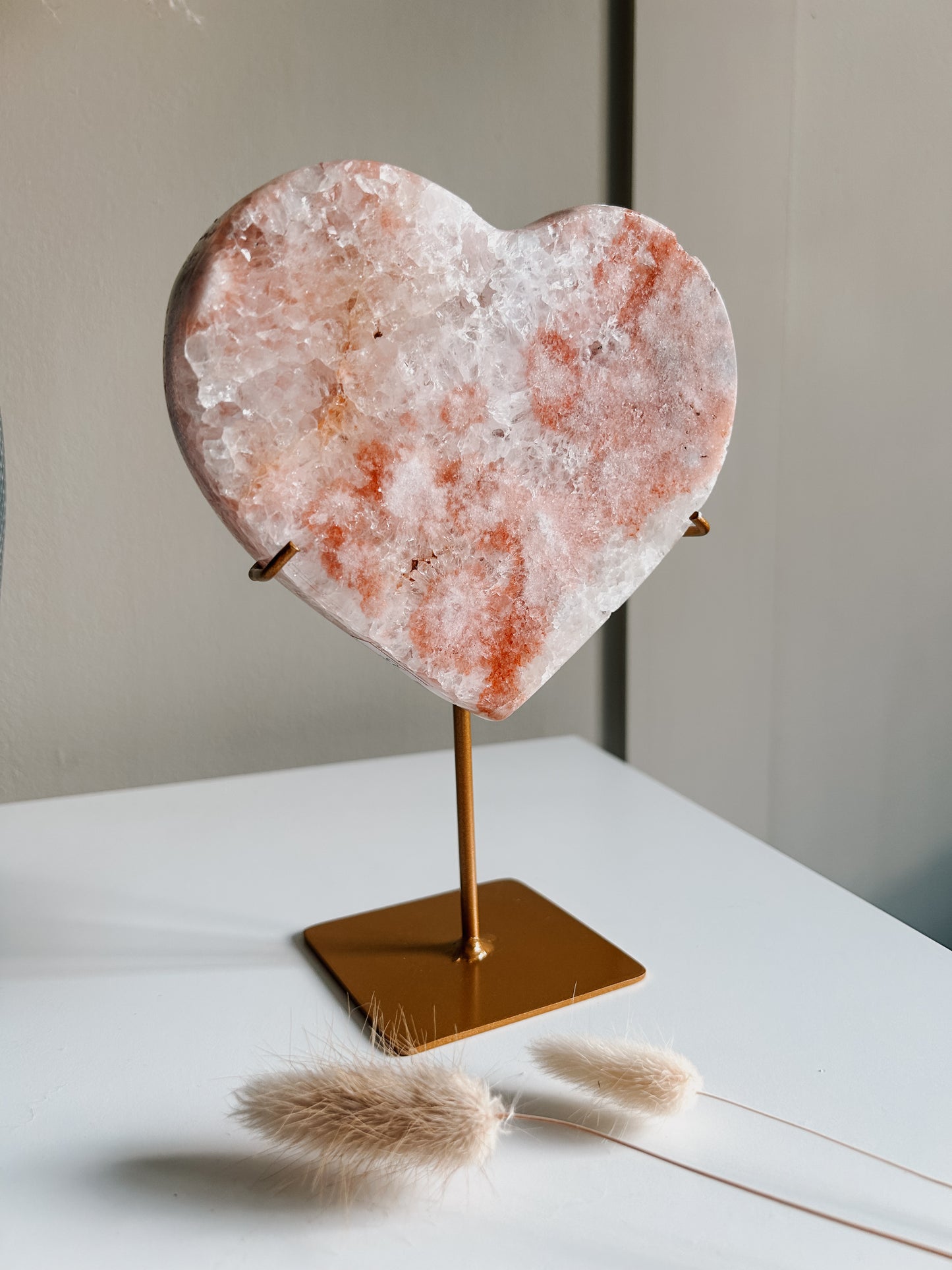 Pink Amethyst Heart on Stand