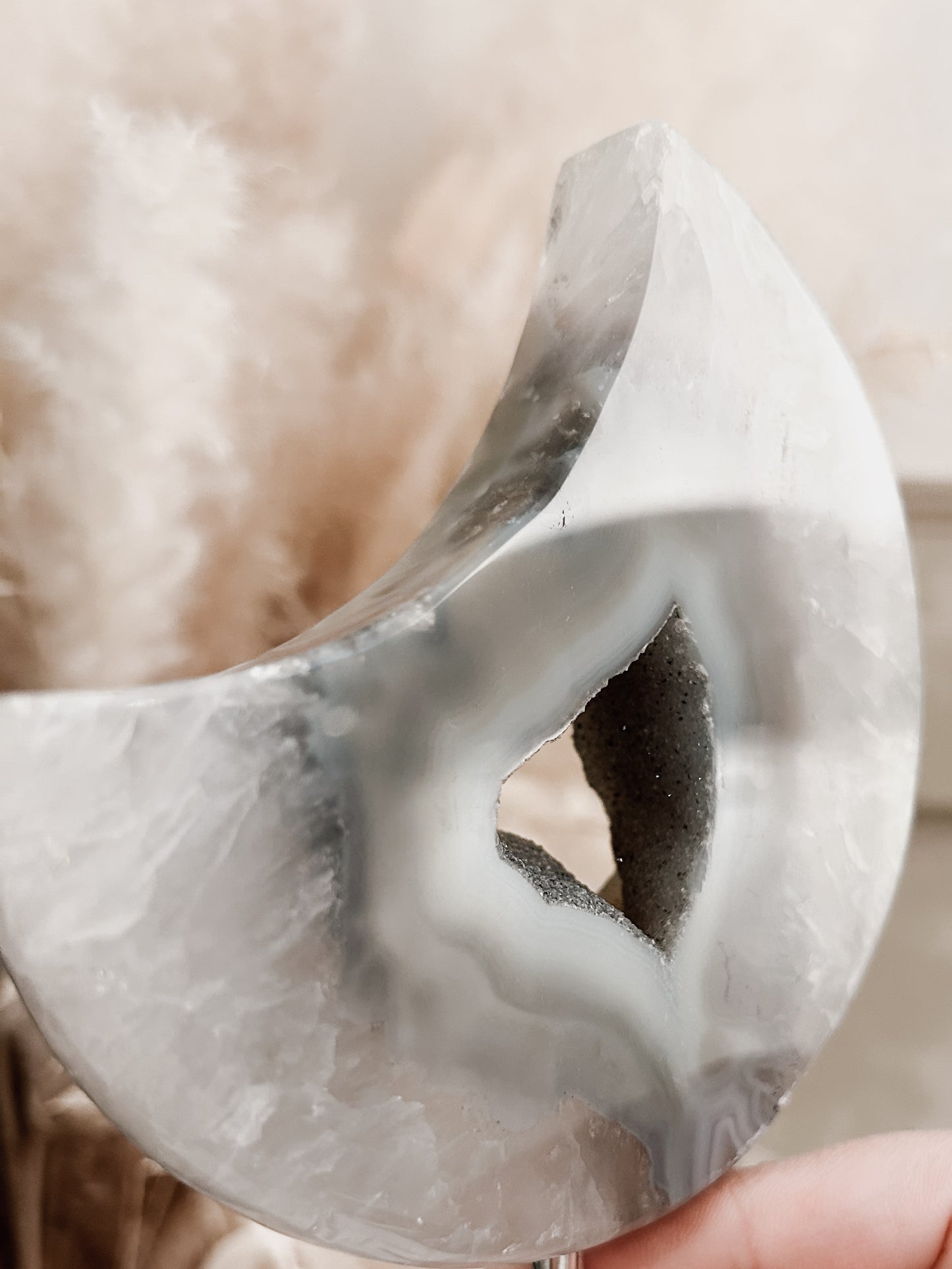 White & Blue Agate Moon