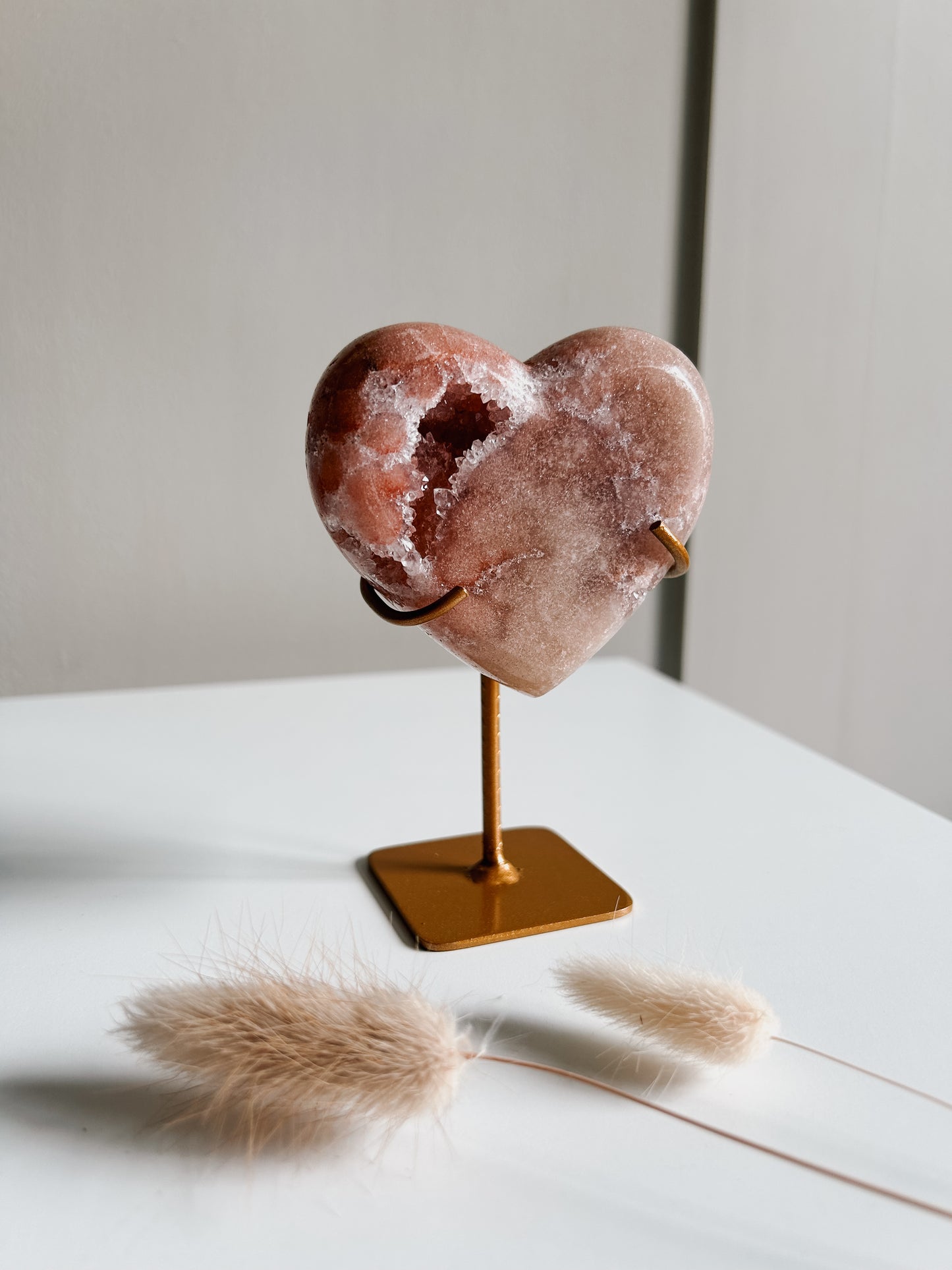 Pink Amethyst Heart on Stand
