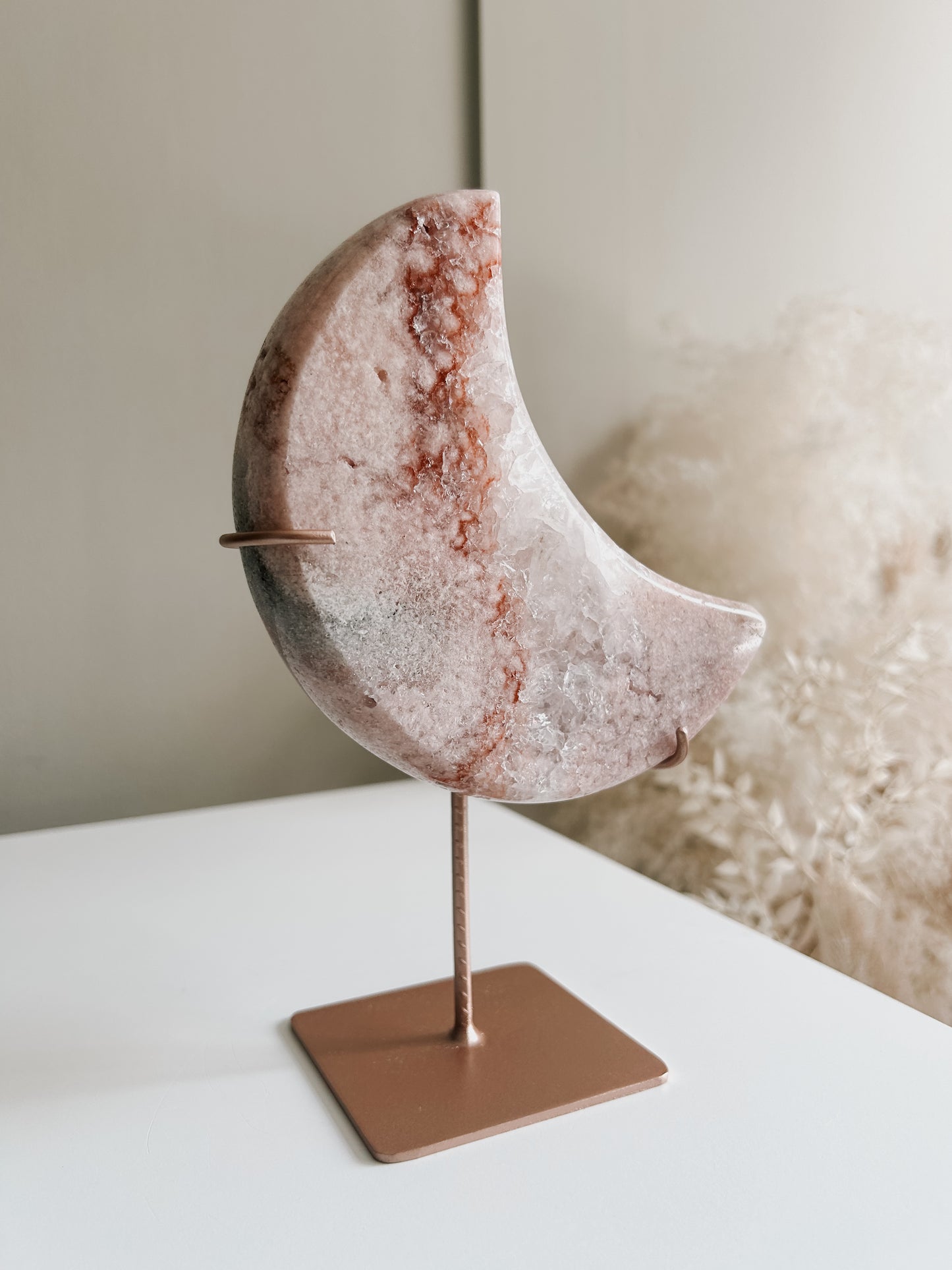 Pink Amethyst Moon on Stand