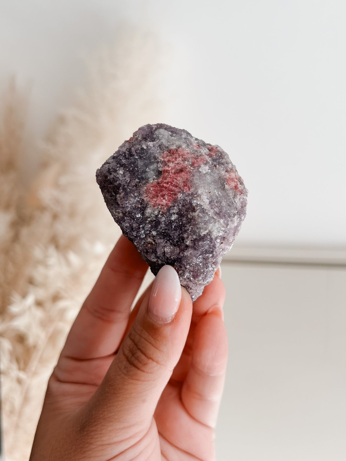 Raw Lepidolite, with Pink Tourmaline