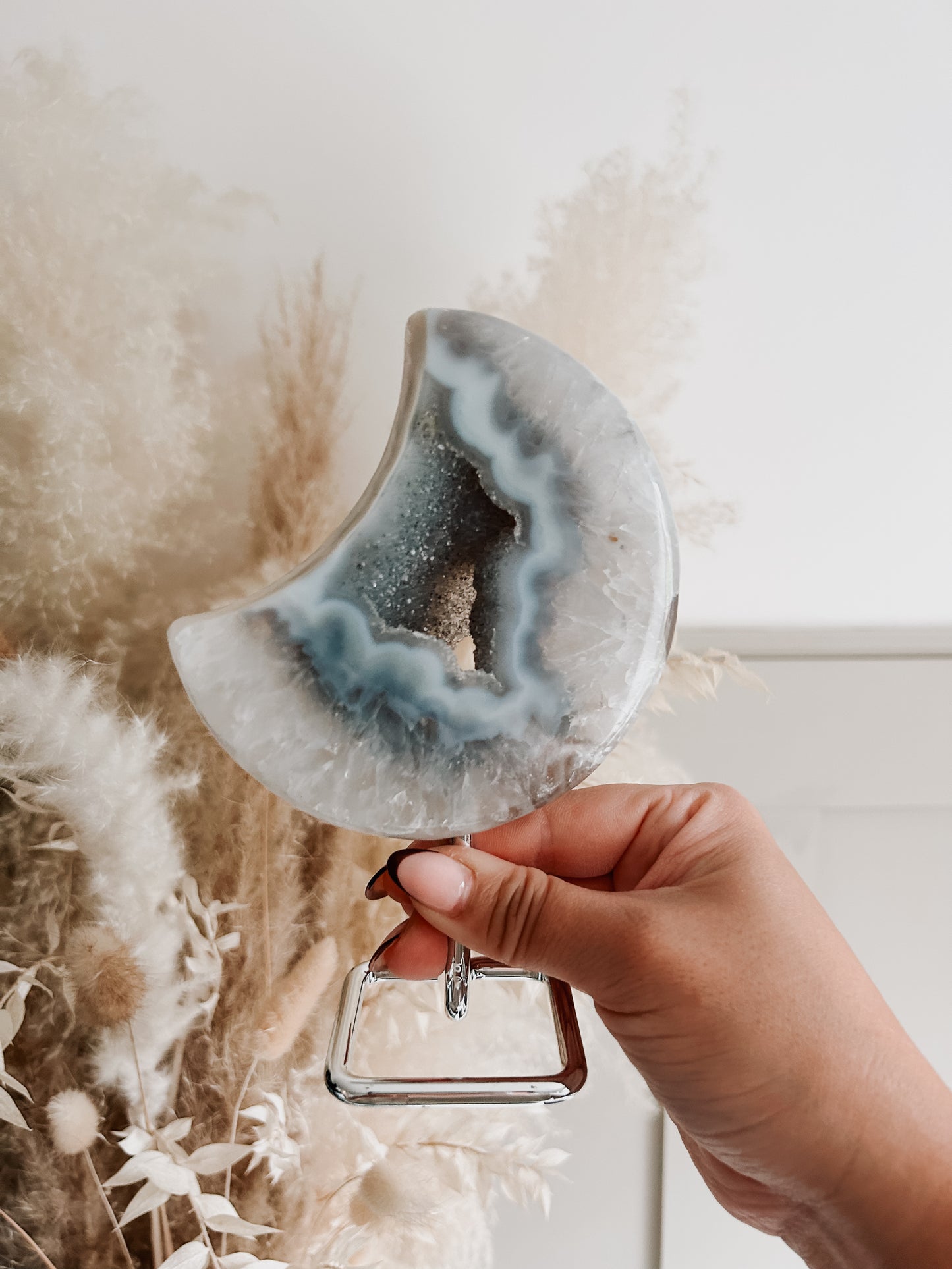 White & Blue Agate Moon