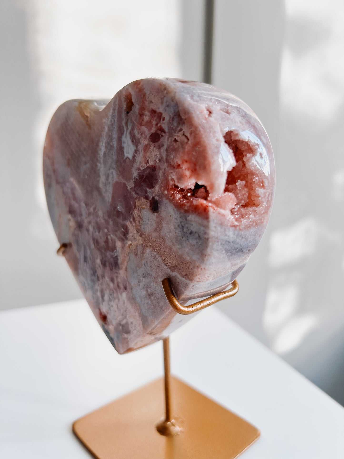 Pink Amethyst Heart on Stand