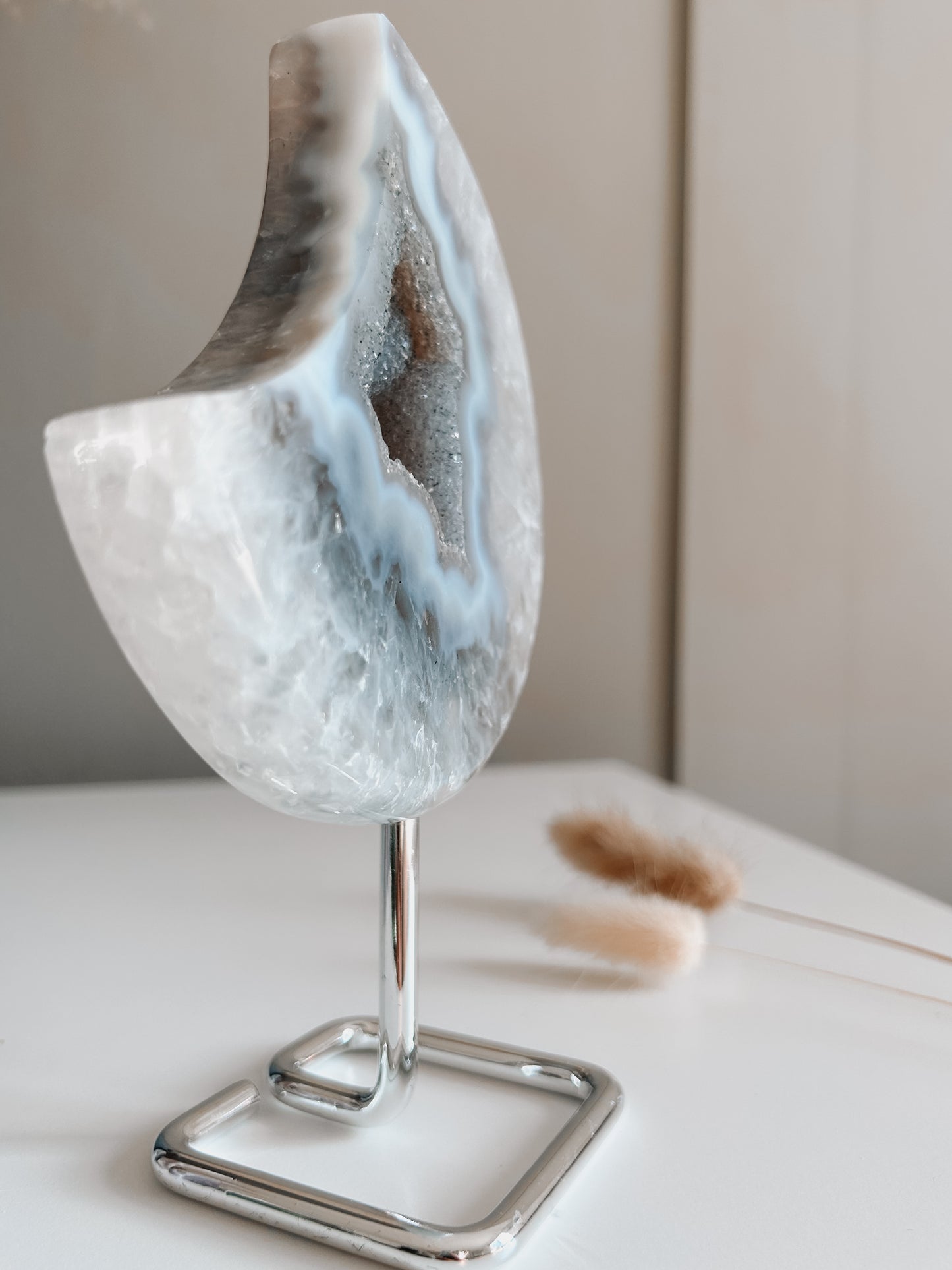 White & Blue Agate Moon