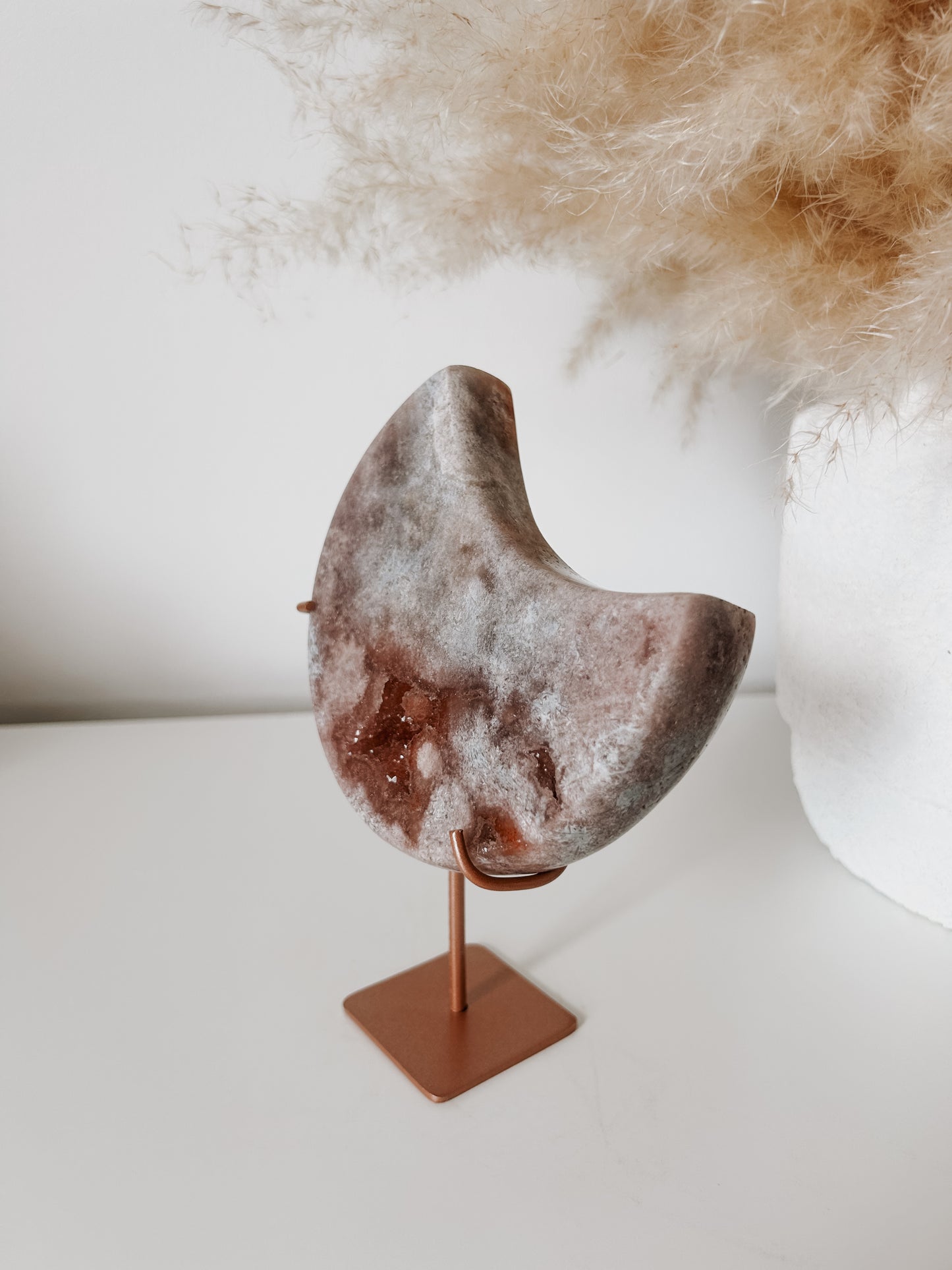 Pink Amethyst Moon on Stand