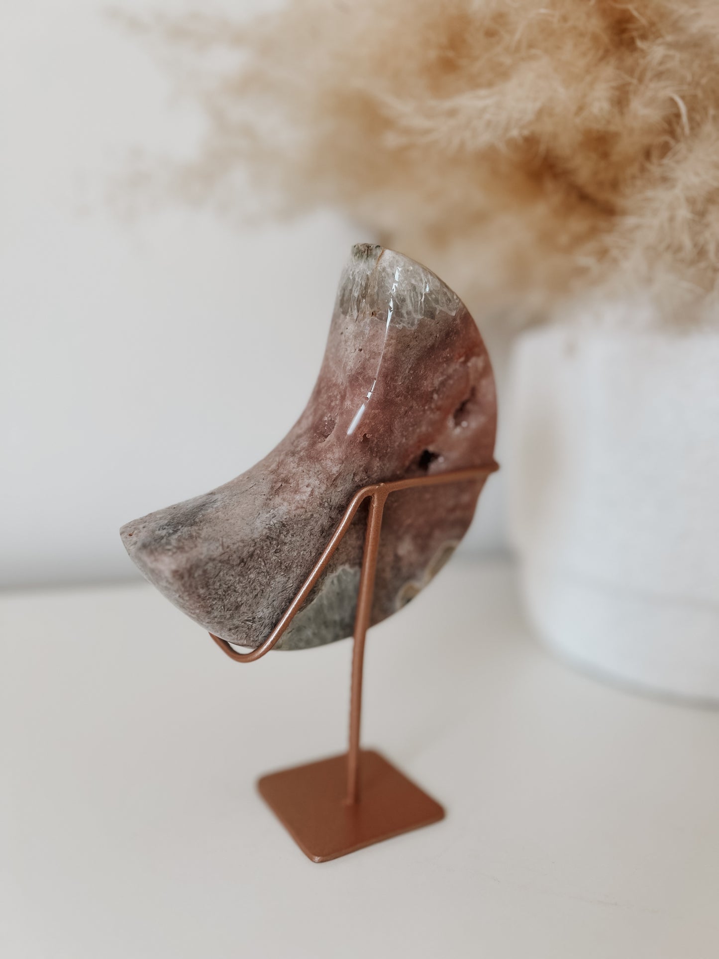 Pink Amethyst Moon on Stand