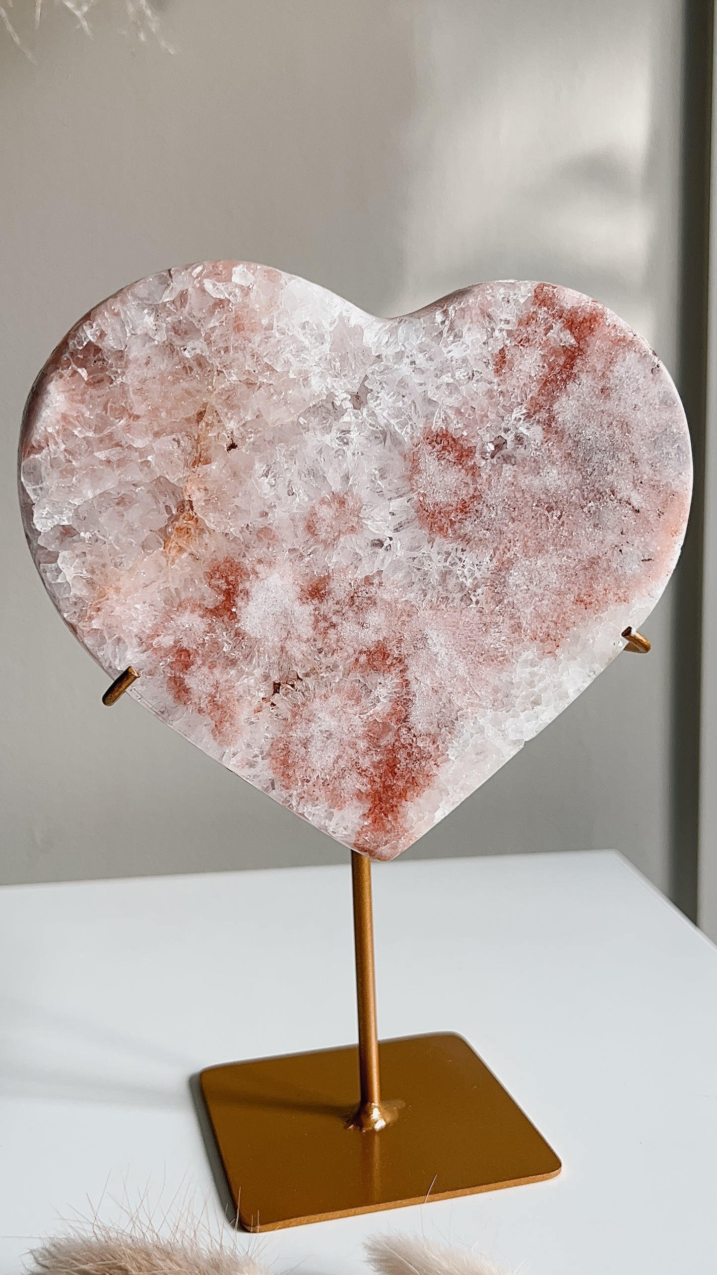 Pink Amethyst Heart on Stand