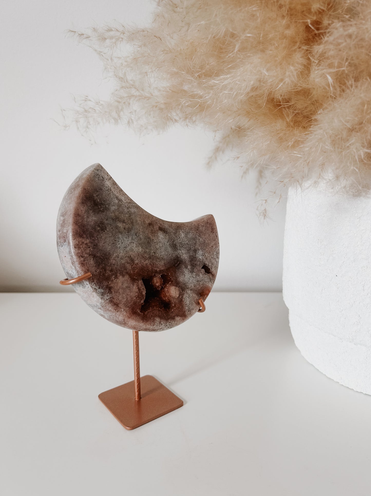 Pink Amethyst Moon on Stand