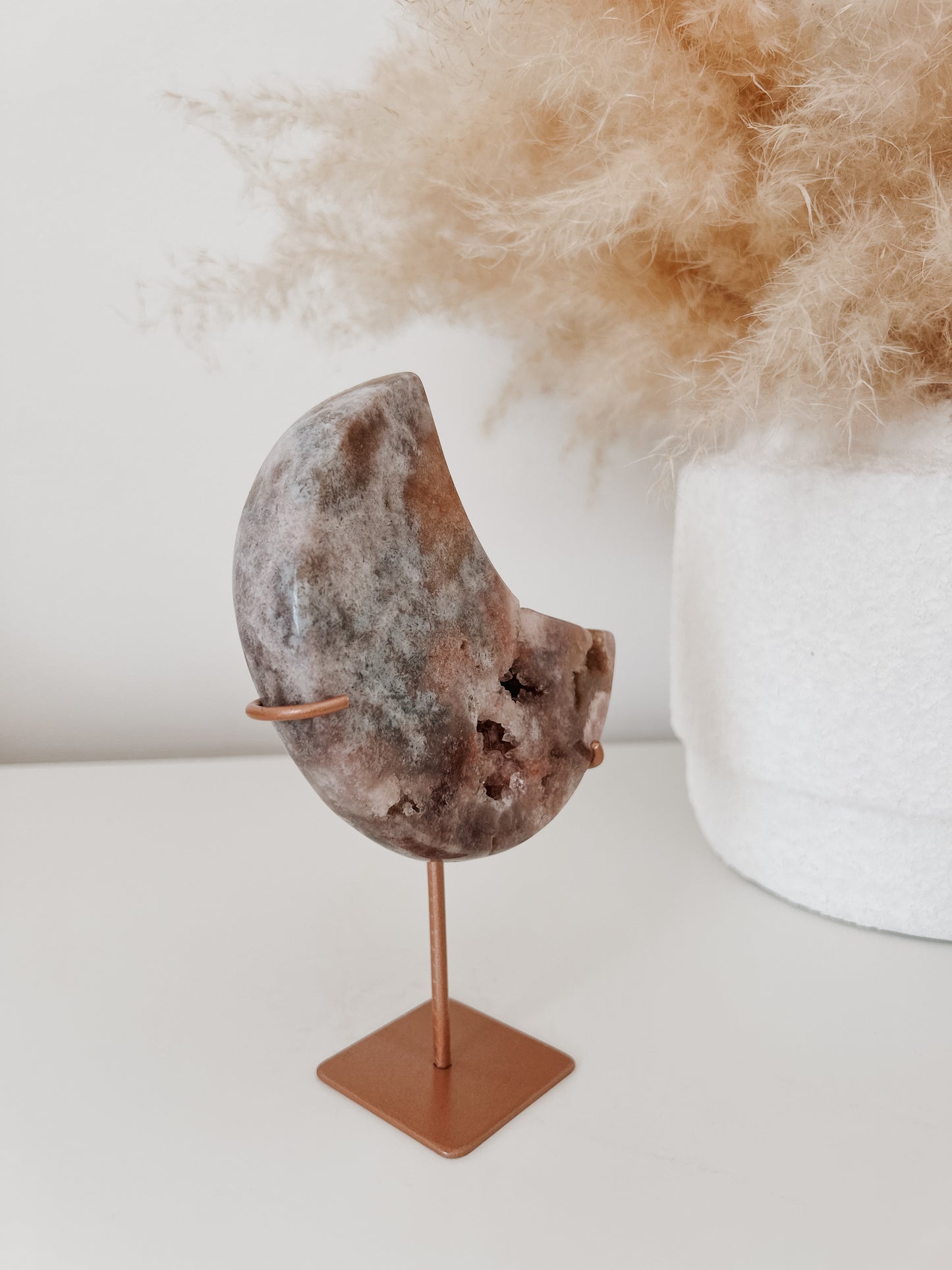 Pink Amethyst Moon on Stand
