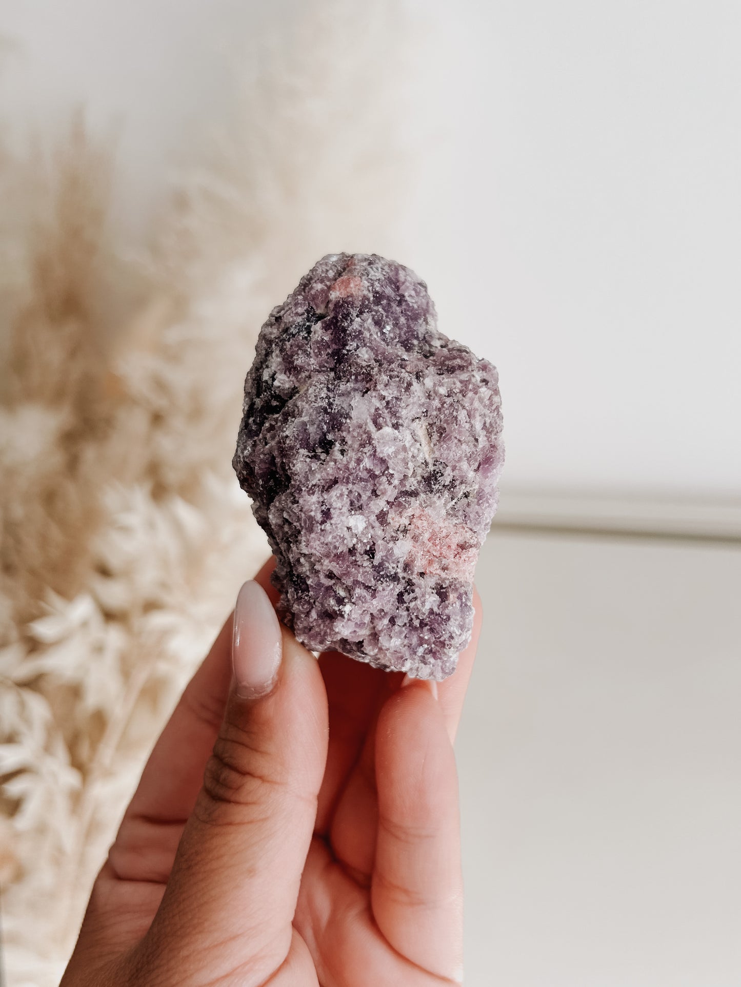 Raw Lepidolite, with Pink Tourmaline