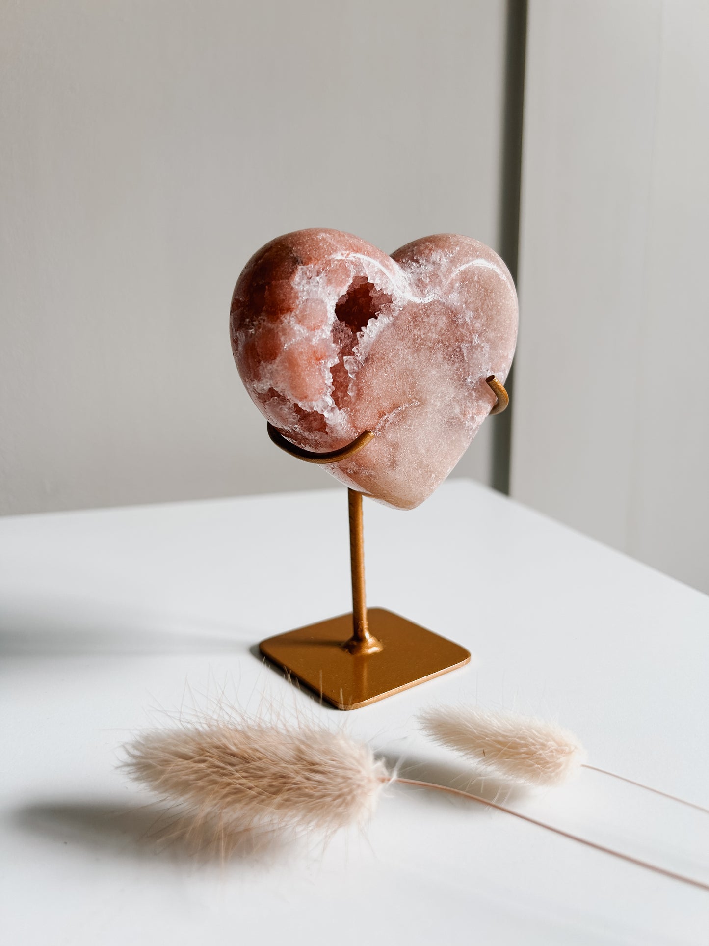 Pink Amethyst Heart on Stand