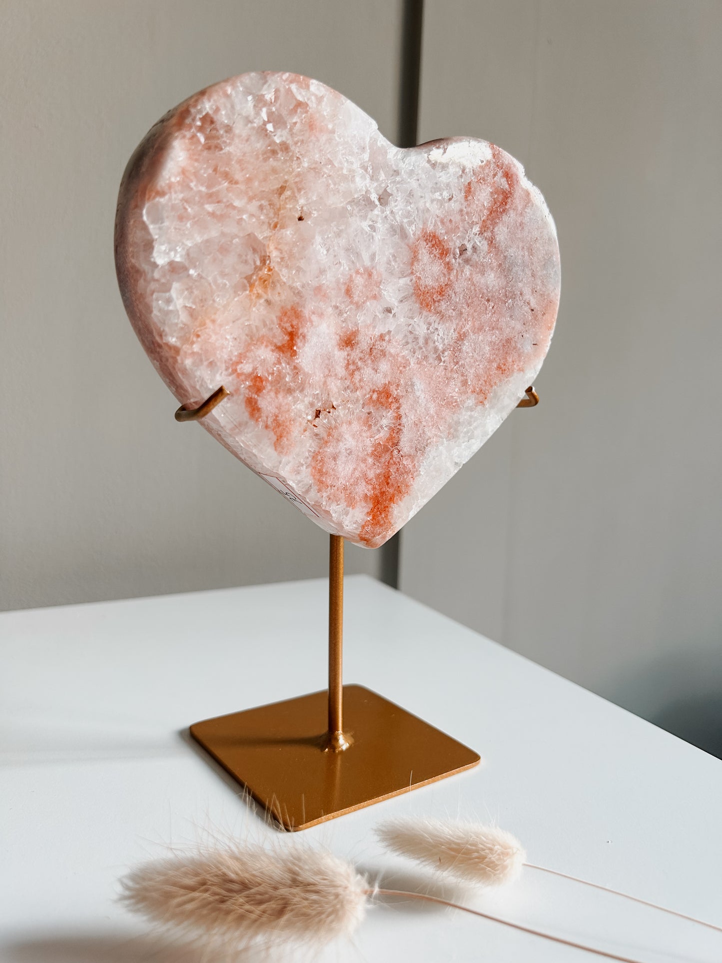 Pink Amethyst Heart on Stand