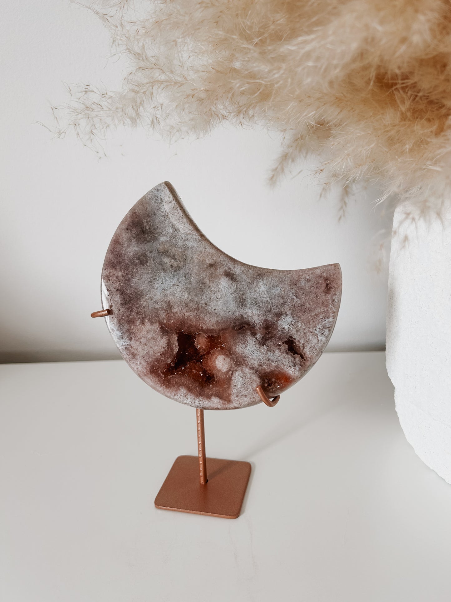 Pink Amethyst Moon on Stand
