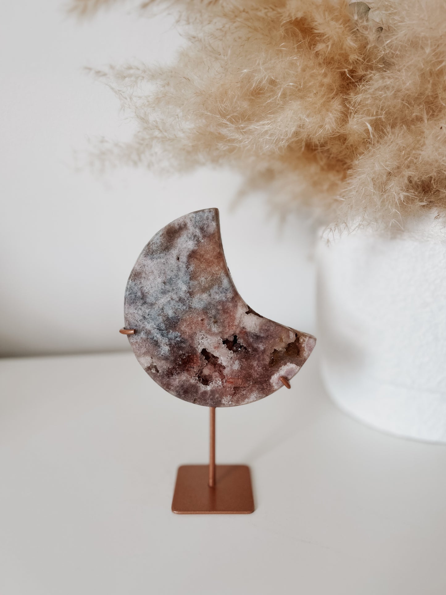 Pink Amethyst Moon on Stand