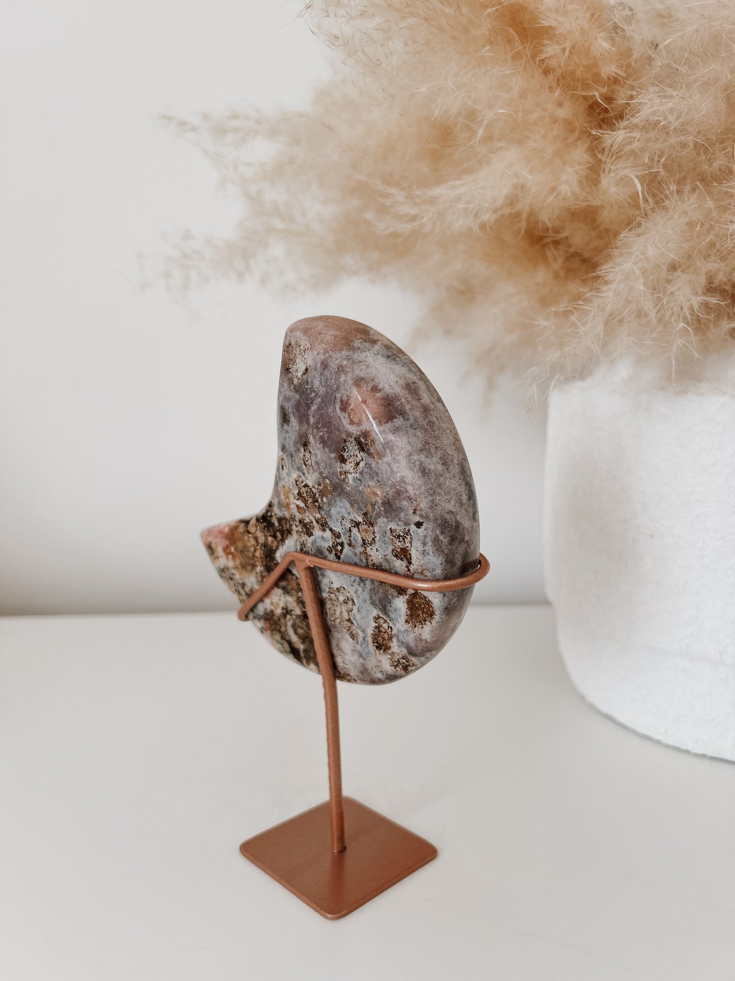 Pink Amethyst Moon on Stand