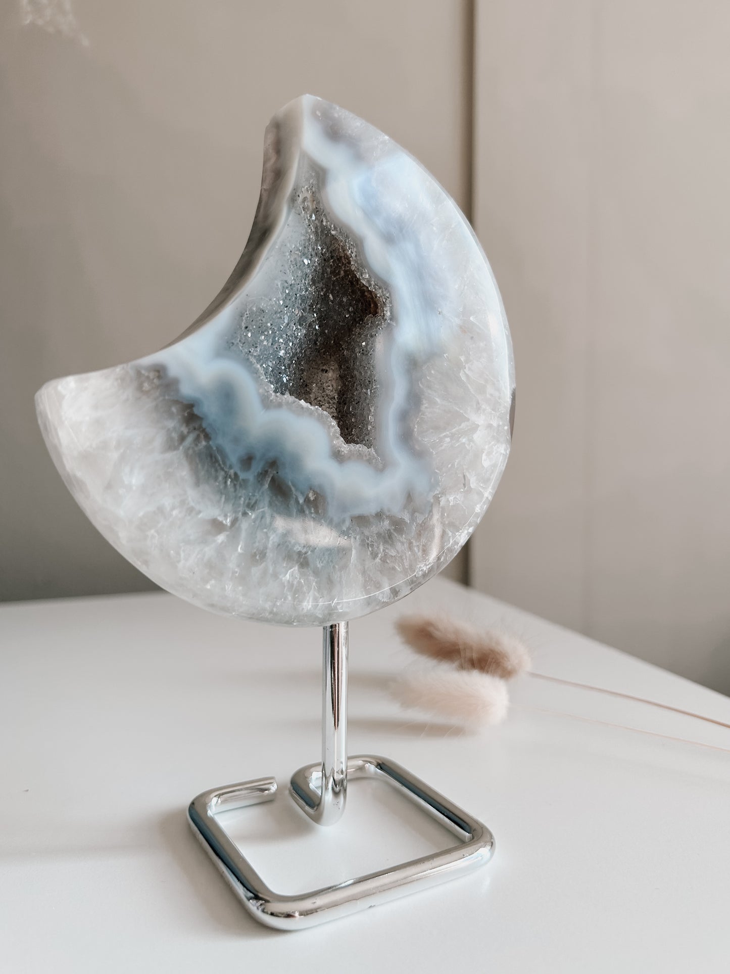 White & Blue Agate Moon