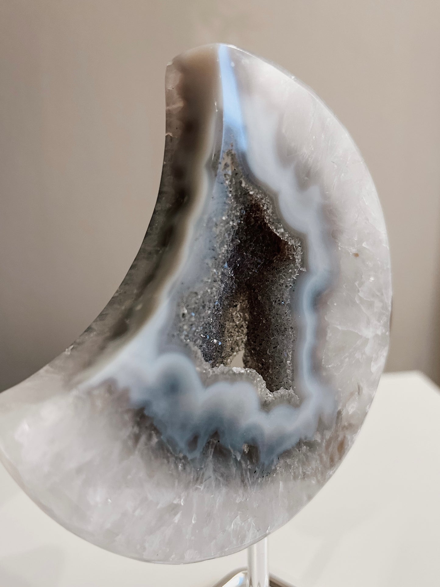 White & Blue Agate Moon