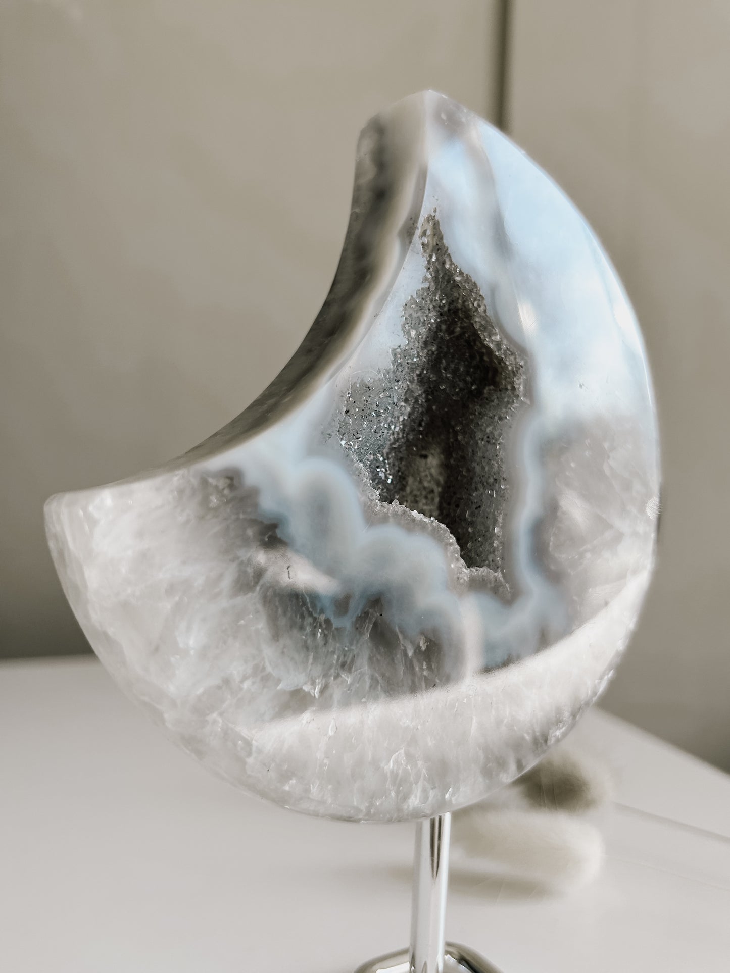 White & Blue Agate Moon