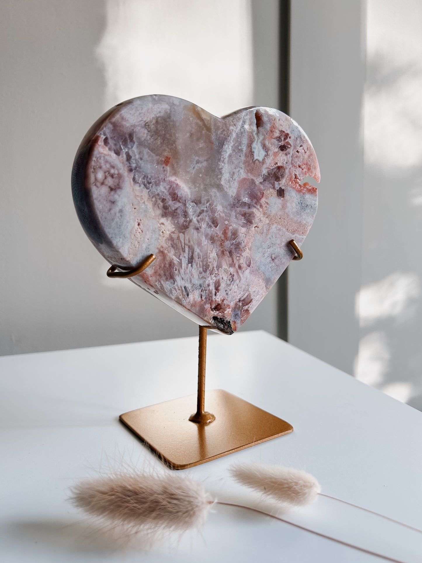 Pink Amethyst Heart on Stand