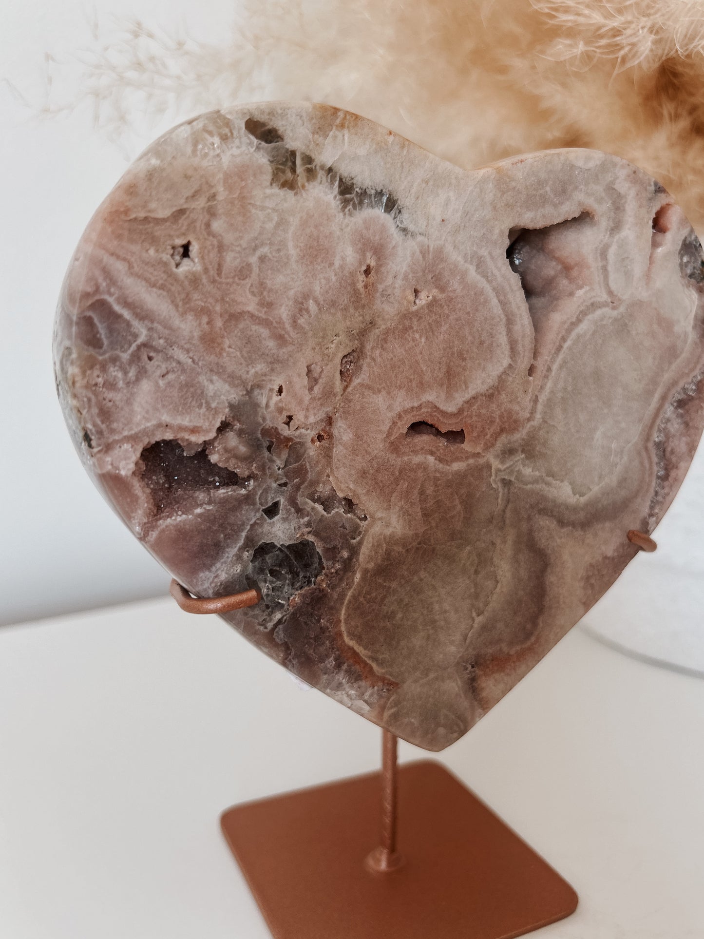 Pink Amethyst Heart on Stand